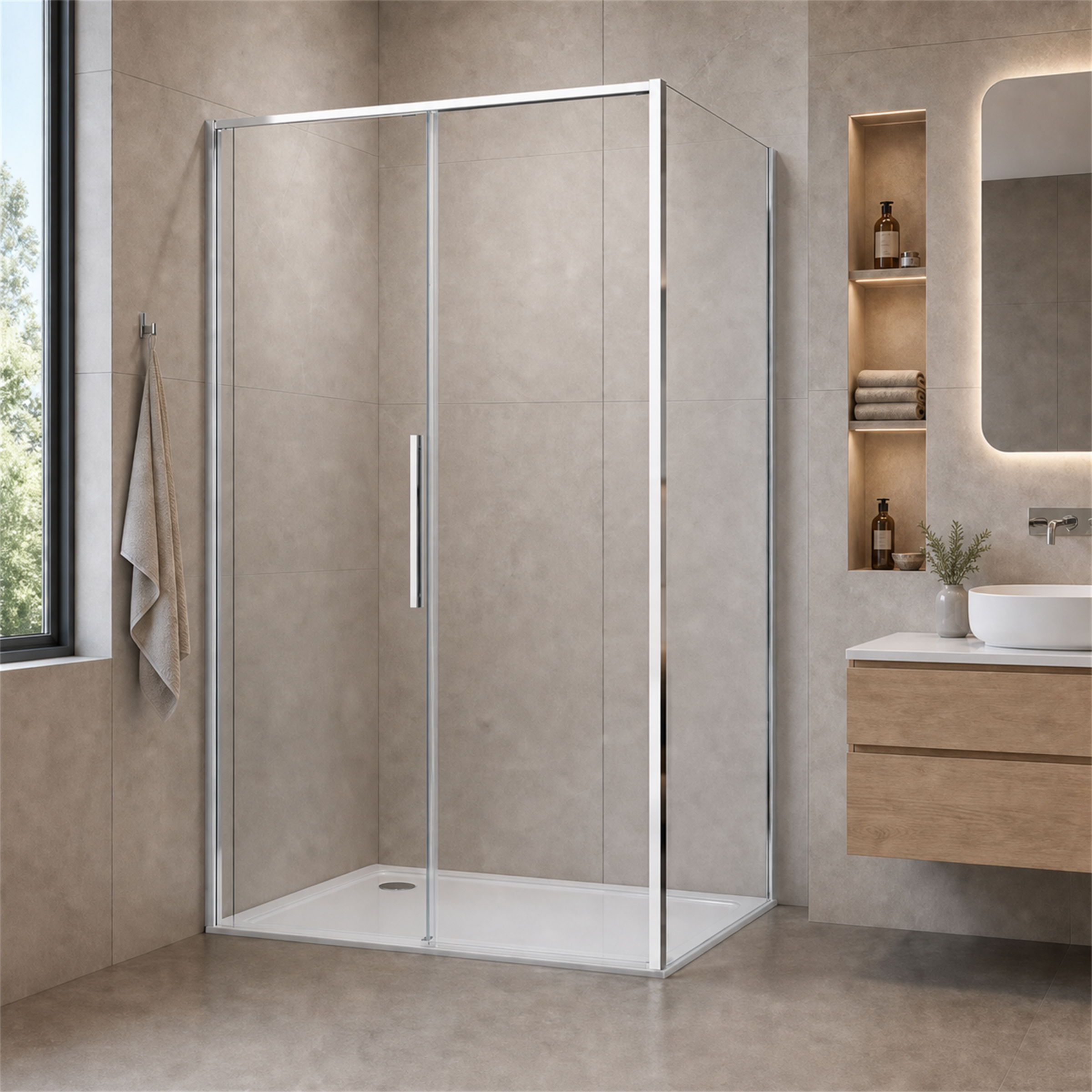 Image of GOODproduct Eckdusche "Pienza" Rechteck Dusche (120x90), Schiebetür mit Softclose