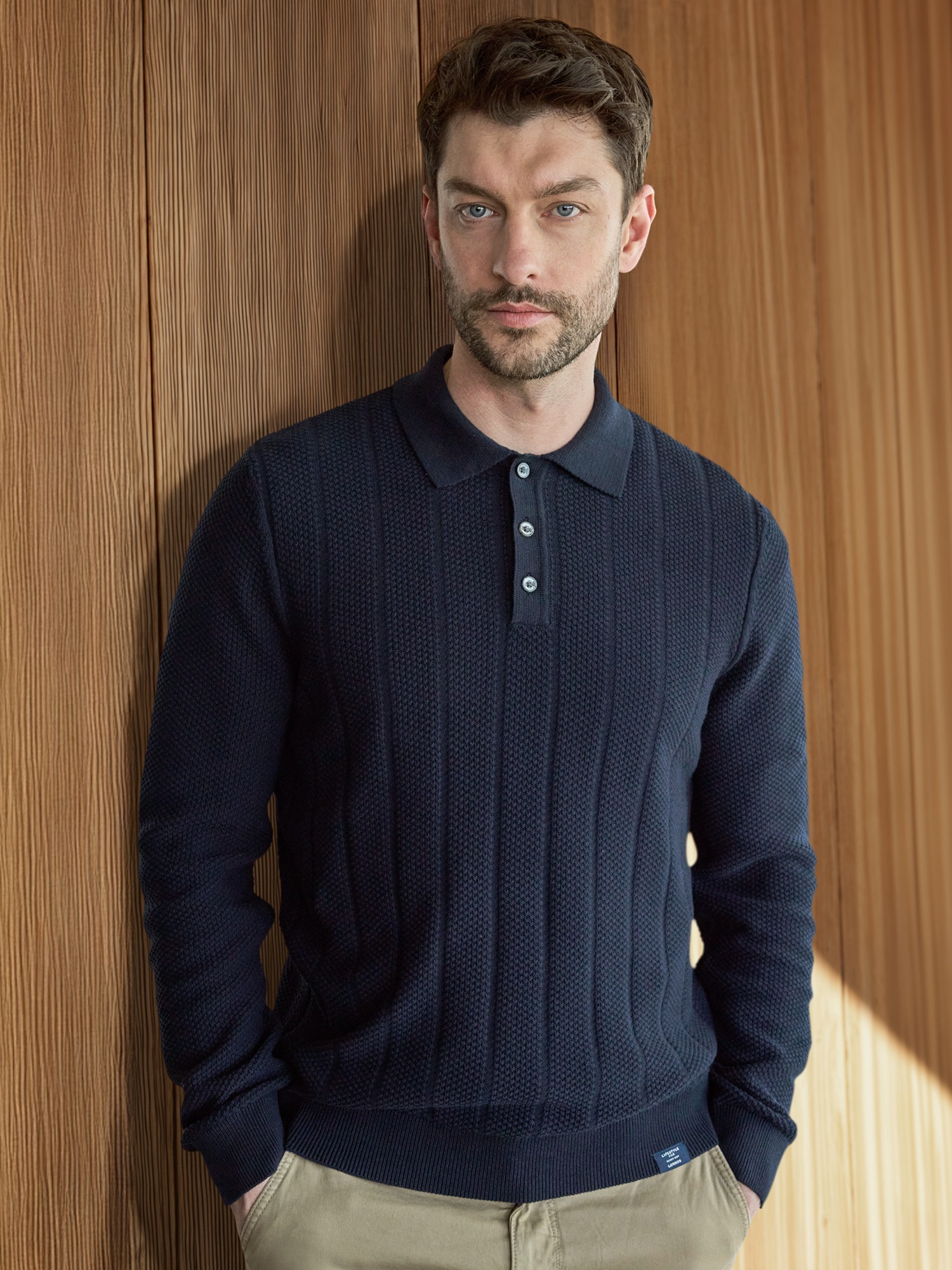 Image of LERROS Strickpullover "Strickpolo mit breiter Strickrippe"