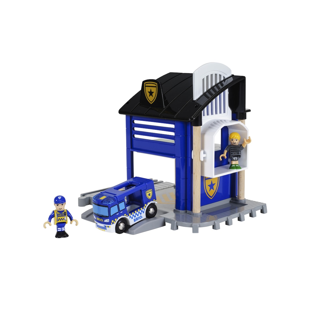 BRIO® Spielzeugeisenbahn-Gebäude »BRIO® WORLD Polizeistation mit Einsatzfahrzeug«, mit Licht- und Soundfunktion