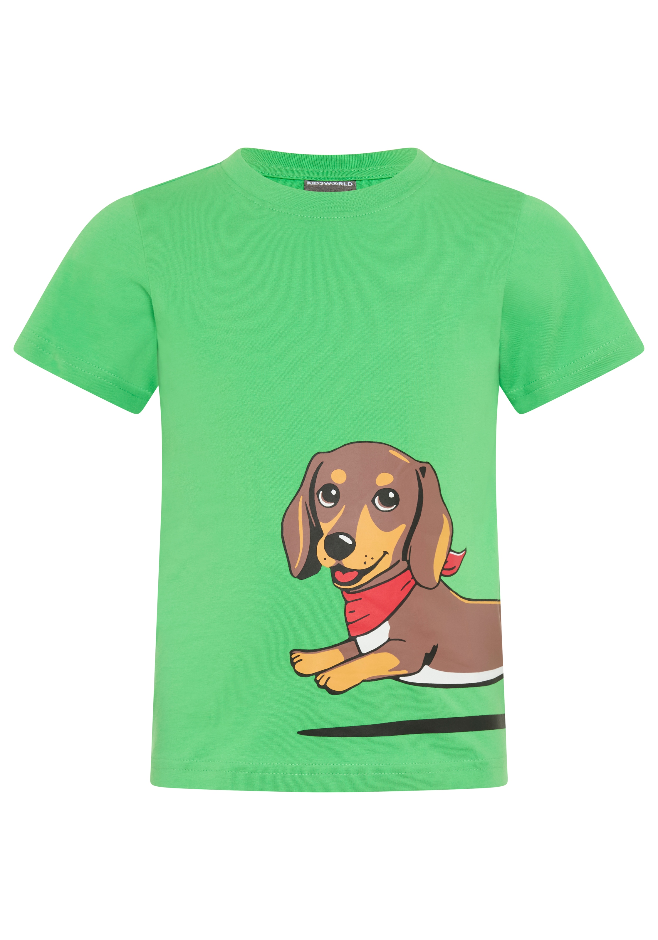 KIDSWORLD T-Shirt »Shirt mit rundum Dackel-Print« Basic Passform, Kurzarm, bedruckte Optik, aus Baumwolle