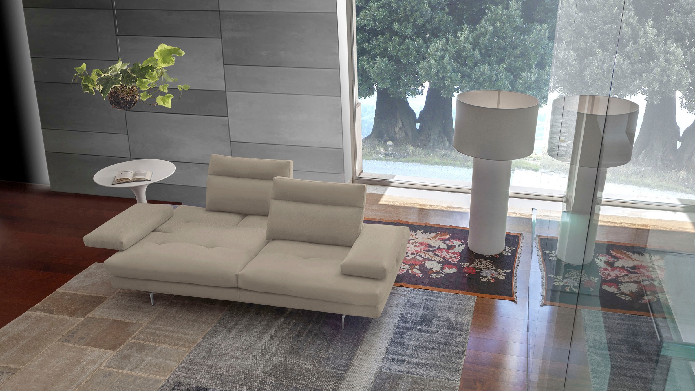 Image of CALIA ITALIA 3,5-Sitzer "Toby Wing, 228 cm breit, Designsofa mit erstklassigem Sitzkomfort" inklusive Sitztiefenverstellung, Füsse in Chrom glänzend