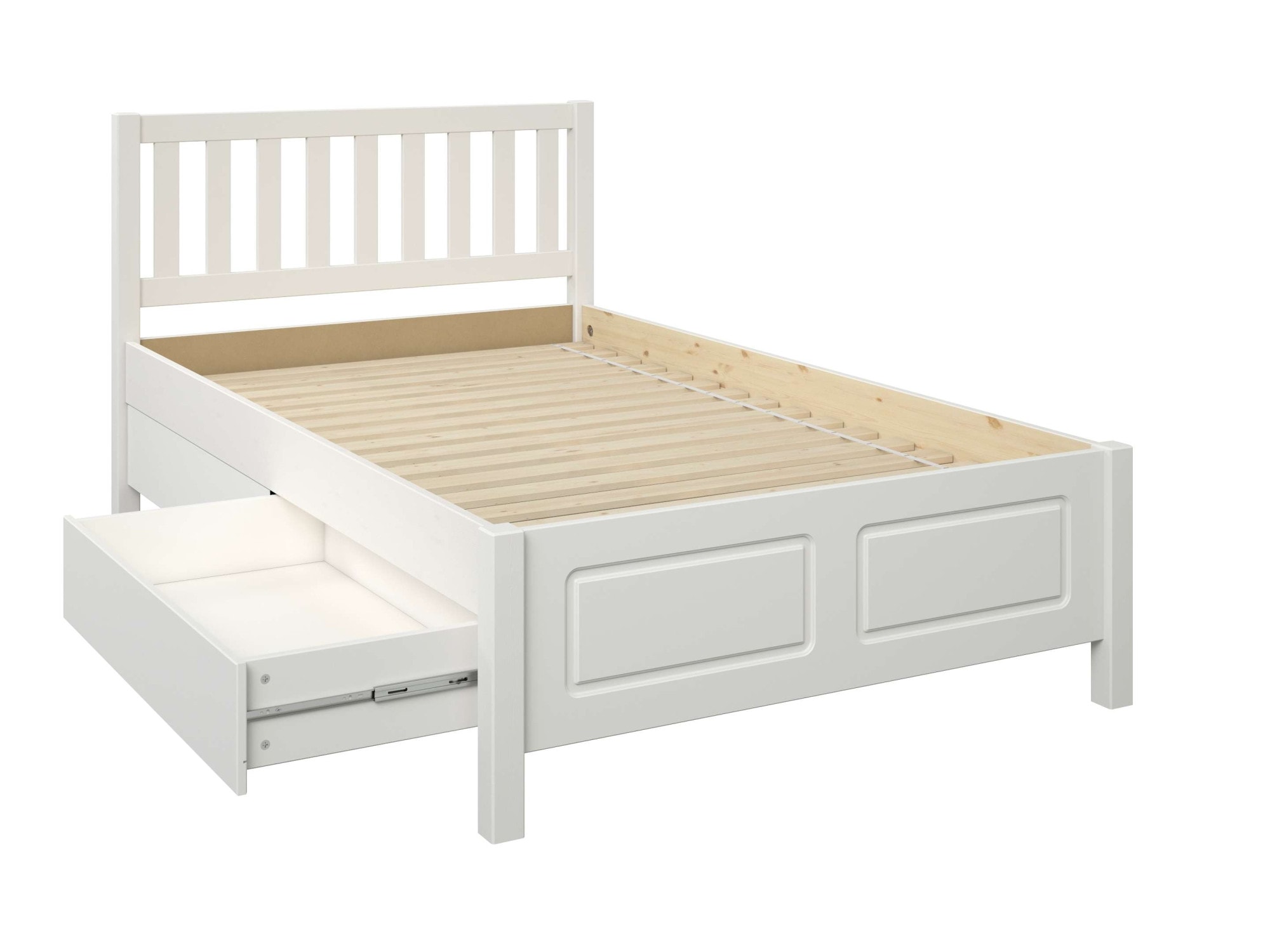 GOODproduct Lit de rangement »Synnra, maximaler Stauraum, 4 Schubladen, Made in EU, Landhausstil« certifié FSC®, façade à caissons, solution de rangement et confort
