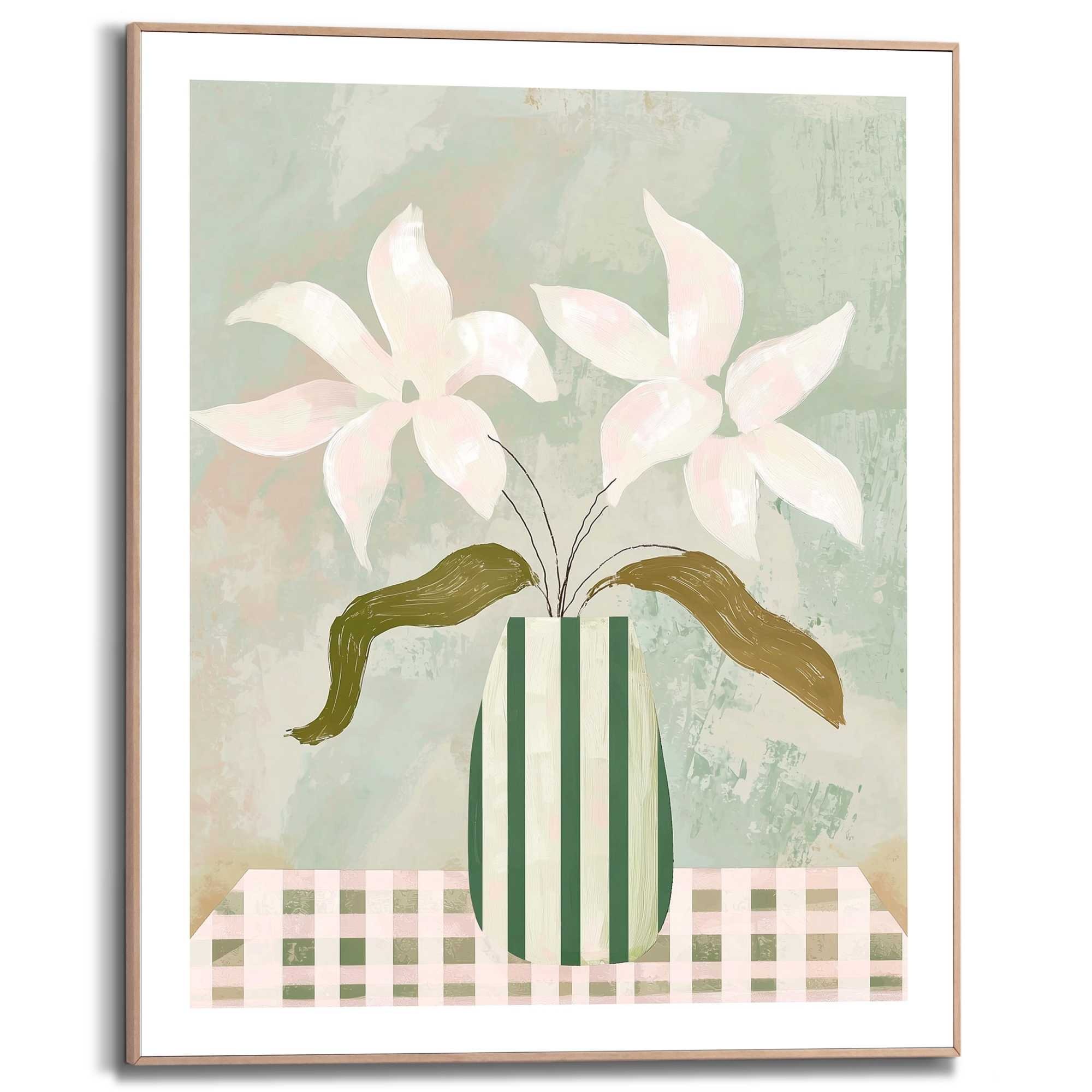 Image of Reinders Poster "Abstract Table Flowers" Wohnzimmer - Blumen - Vase - Grün - MDF - Blumen und Pflanzen