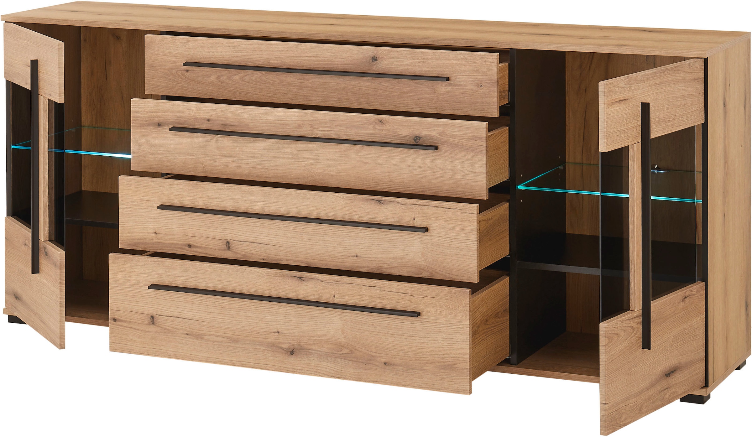 INOSIGN Sideboard »Cantara, moderner Schrank, Kommode in Eiche Evoke oder weiss«, schwarze Stangengriffe, ausreichend Stauraum, vielseitig einsetzbar