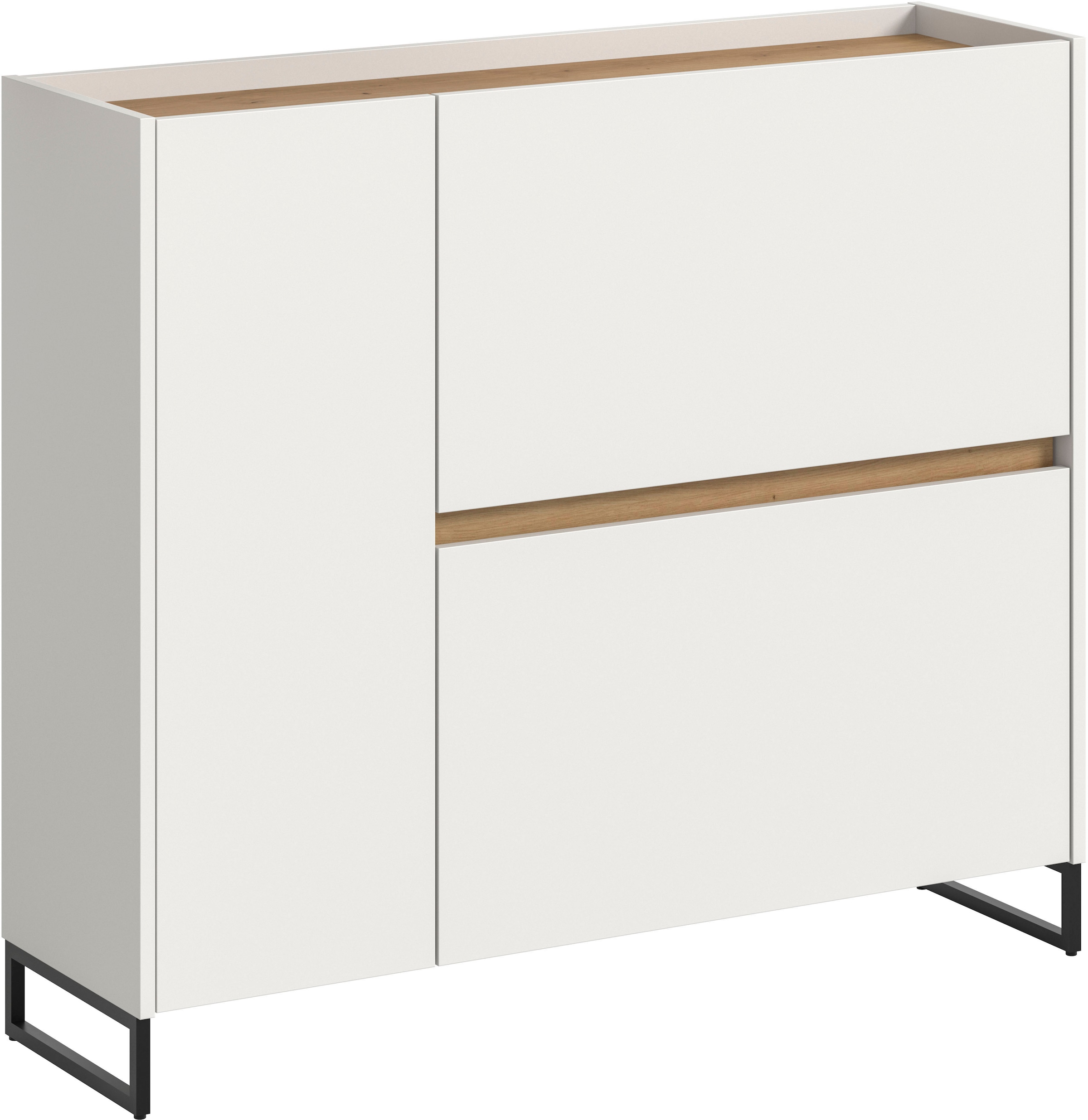 Image of Home affaire Schuhschrank "EVRID, Breite 110cm, 1 Tür, 2 Schuhwalzen, inkl. Metall-Kufenfüsse" individuell mit anderen Artikel der Serie EVRID erweiterbar, 1 Stk. tlg. Schuhkommode, Kommode, Sideboard, Garderobenschrank, Flurkommode