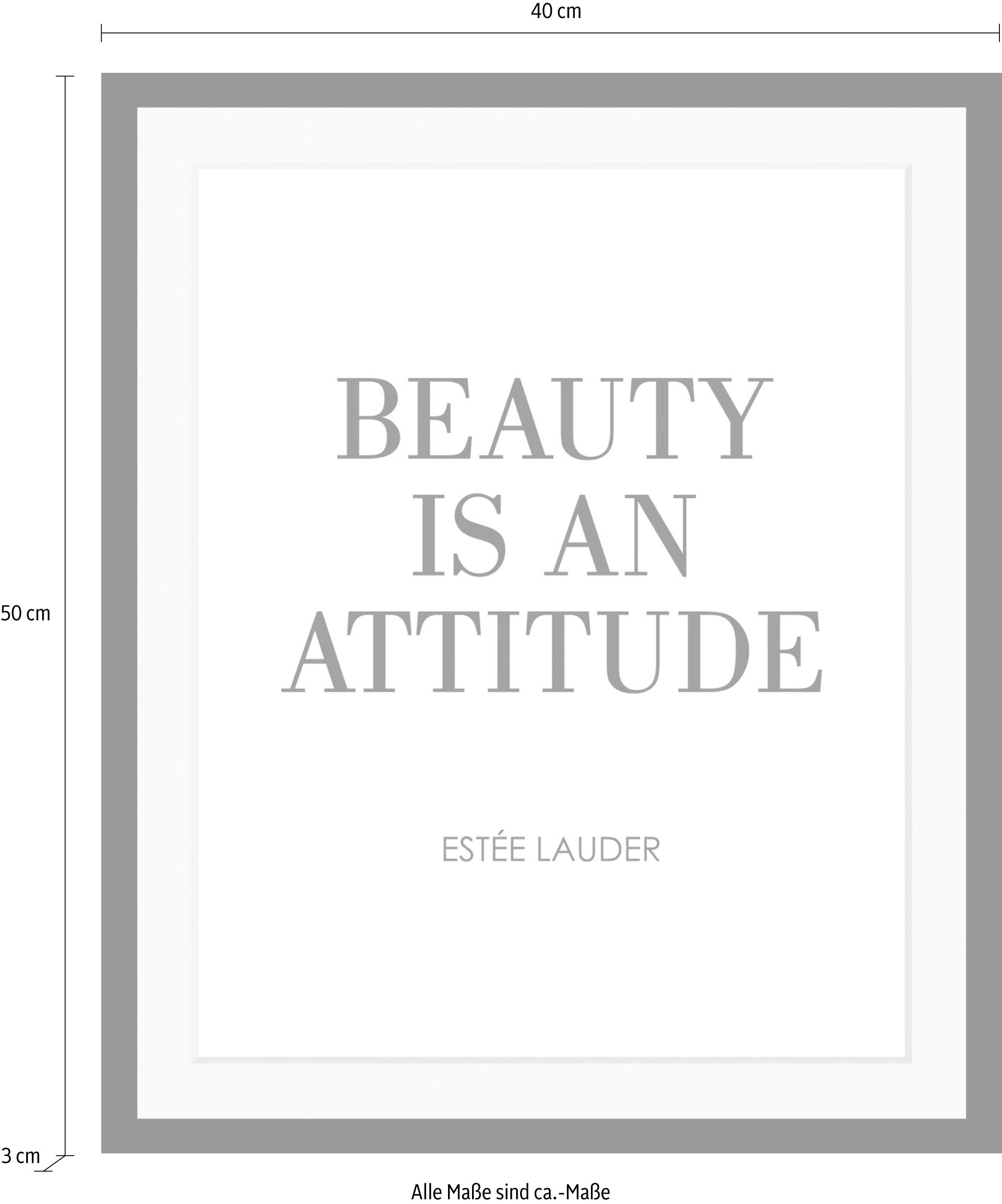 Leonique Bild »Zitat Estée Lauder«, Schwarz-Weiss-Schriftzug-Motivationsbilder-Sprüche & Texte, HD Premium Poster-Druck inkl. Holzrahmen