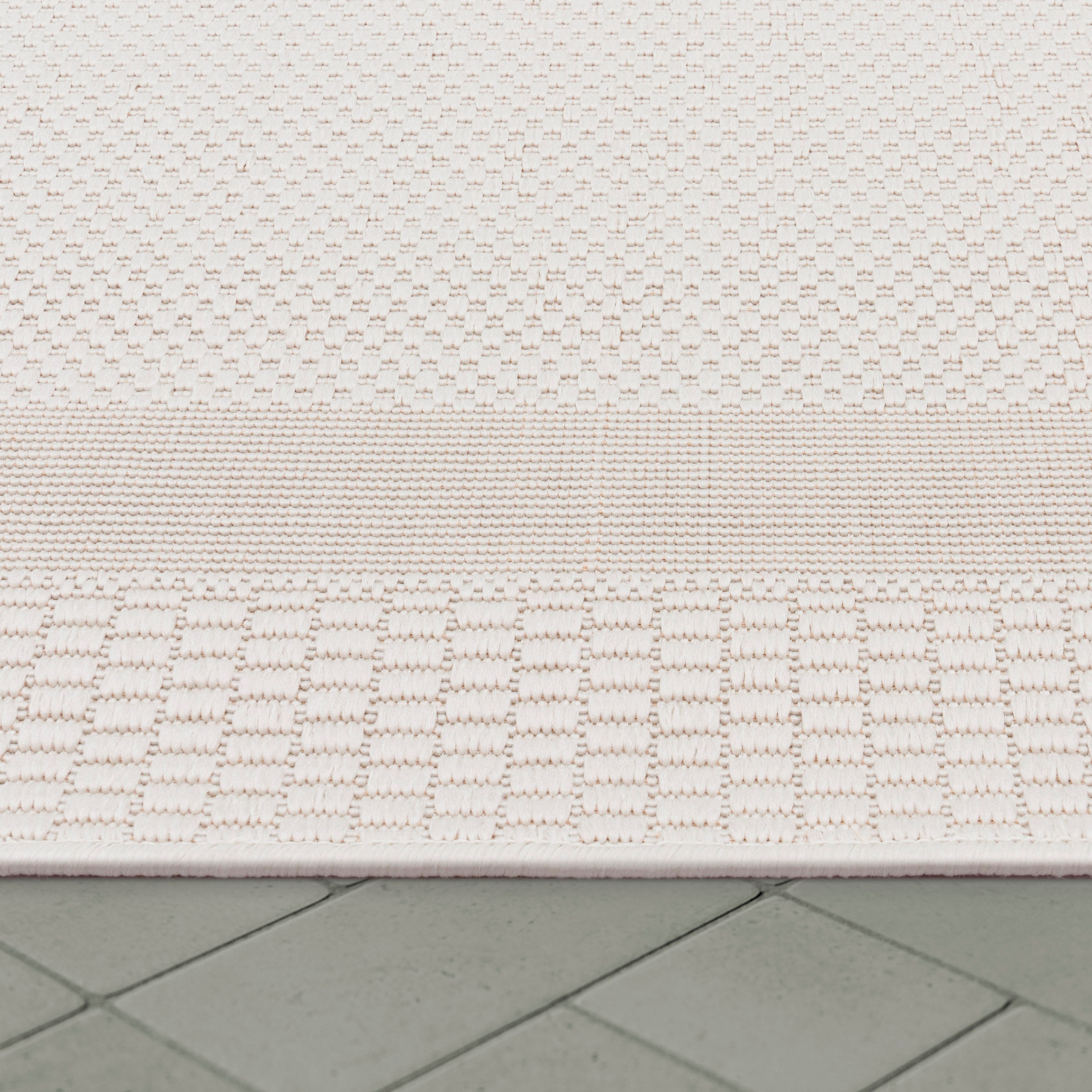 Paco Home Teppich »Roma 272«, rechteckig, 4 mm Höhe, Flachgewebe, meliert, mit dezenter Bordüre, In- und Qutdoor geeignet