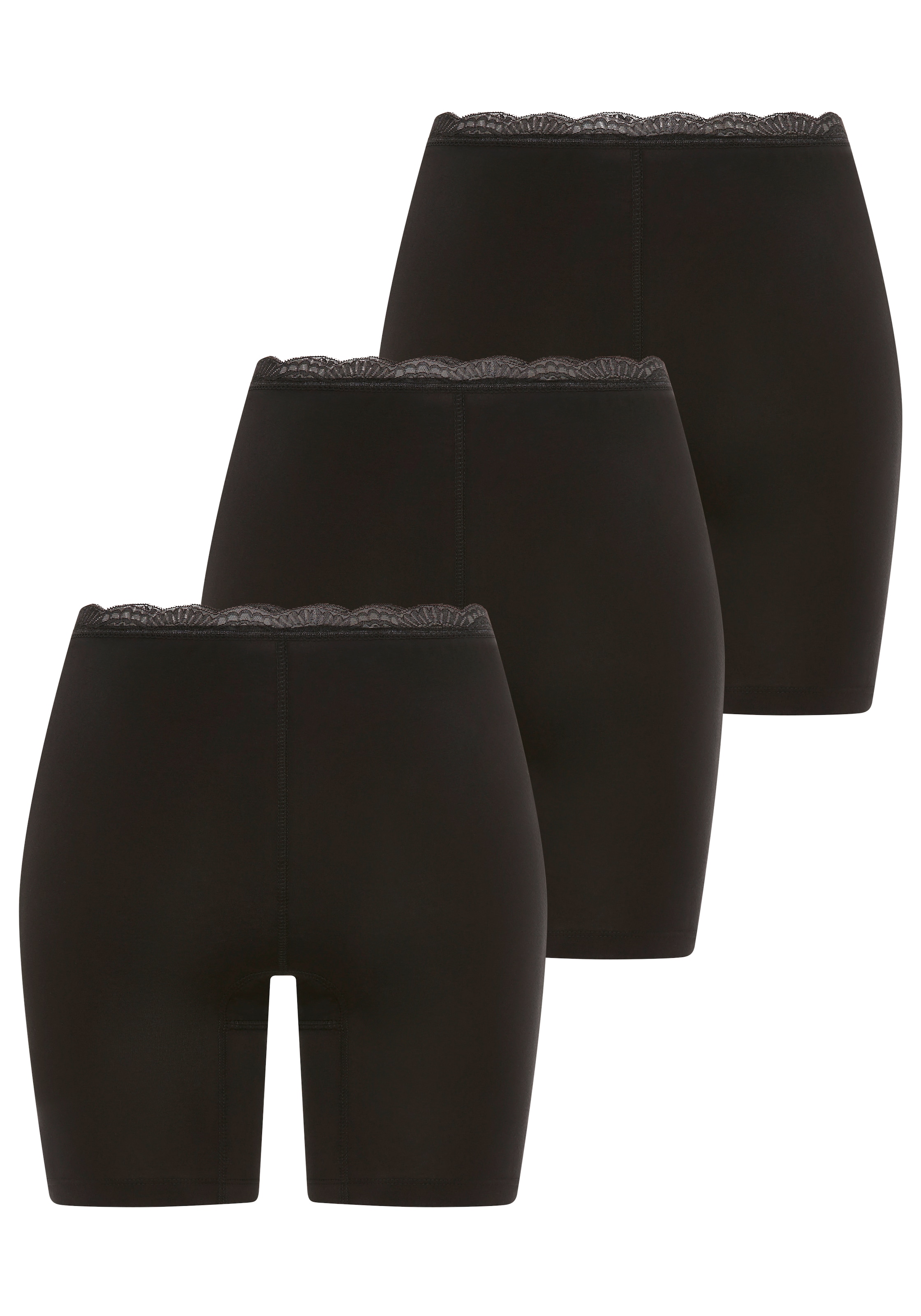 YSABEL MORA Caleçon long »BASIC COLLECTION COTTON WITH LACE« 3er Pack,  angenehme Weichheit und Passform gegen Reibung