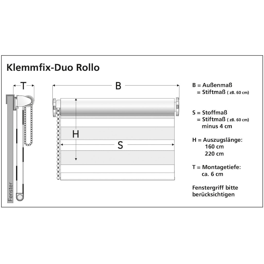 Liedeco Doppelrollo »Klemmfix-Duo-Rollo«, Lichtschutz, ohne Bohren