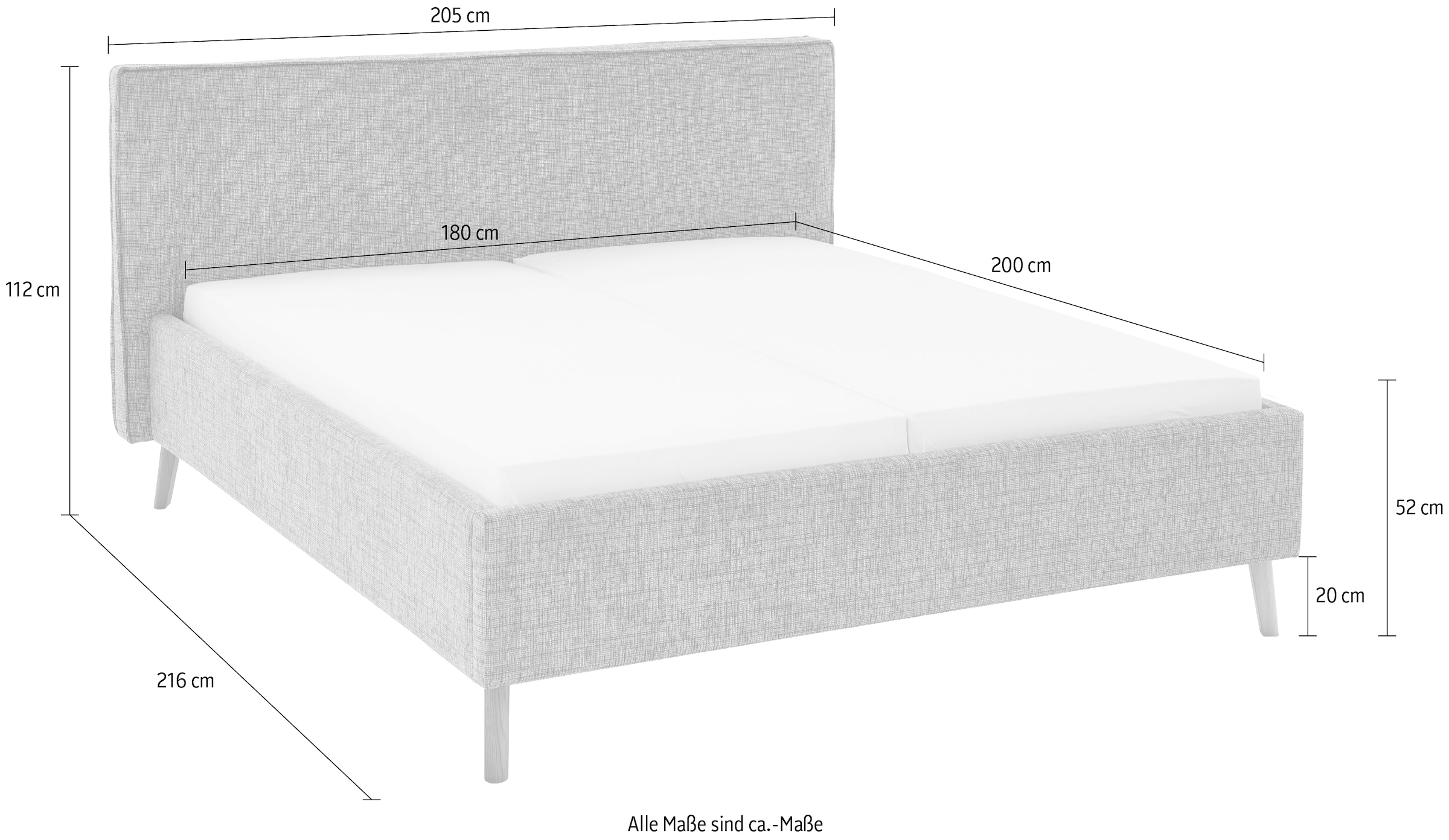 meise.möbel Polsterbett »Riva II«, mit schwarzen Metallfüssen, wahlweise mit Bettkasten
