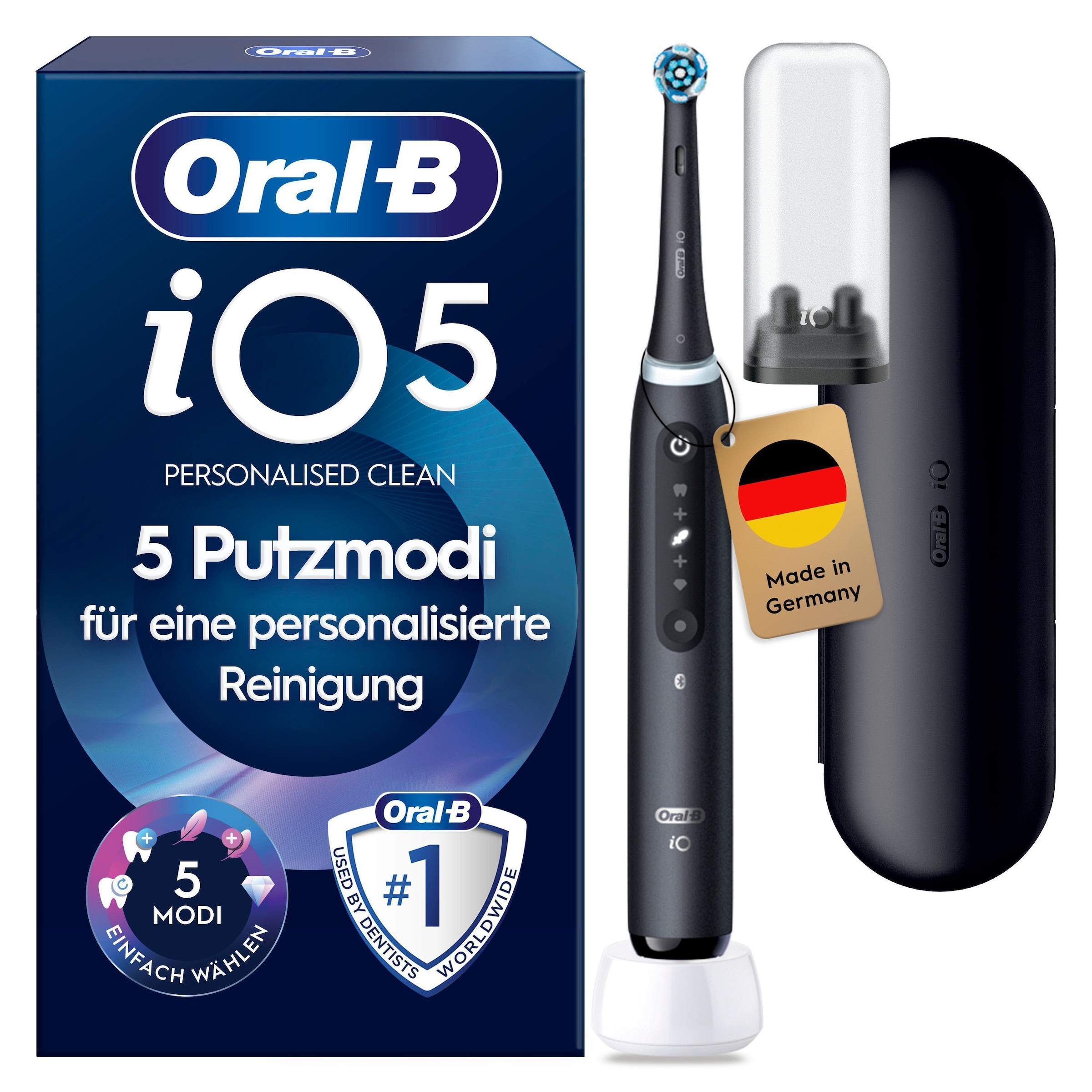 Oral-B Brosse à dents électrique »Oral-B iO Series 5« 1 cuis Aufsteckbürsten Batterie longue durée | Étui de voyage | Support pour brosse interchangeable
