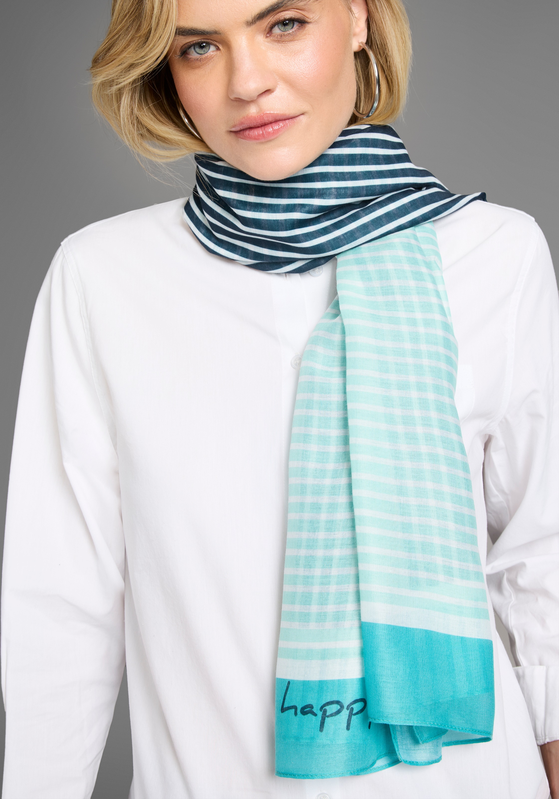 Laura Scott Modetuch, im trendigen Streifen- & Schriftdesign - NEW