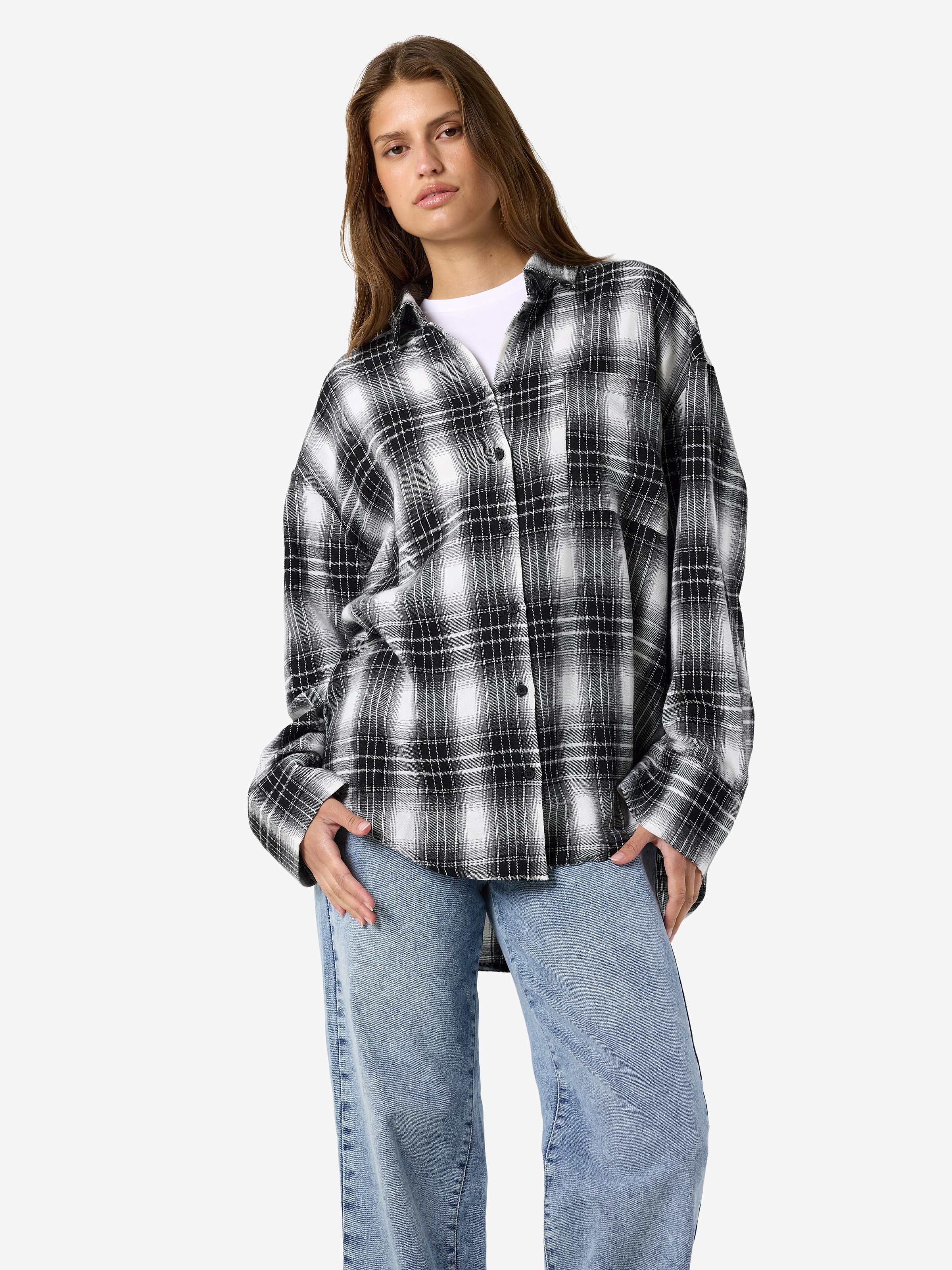 Noisy may Blouse à carreaux »NMZOE L/S CHECK SHIRT WVN NOOS« mélange de coton