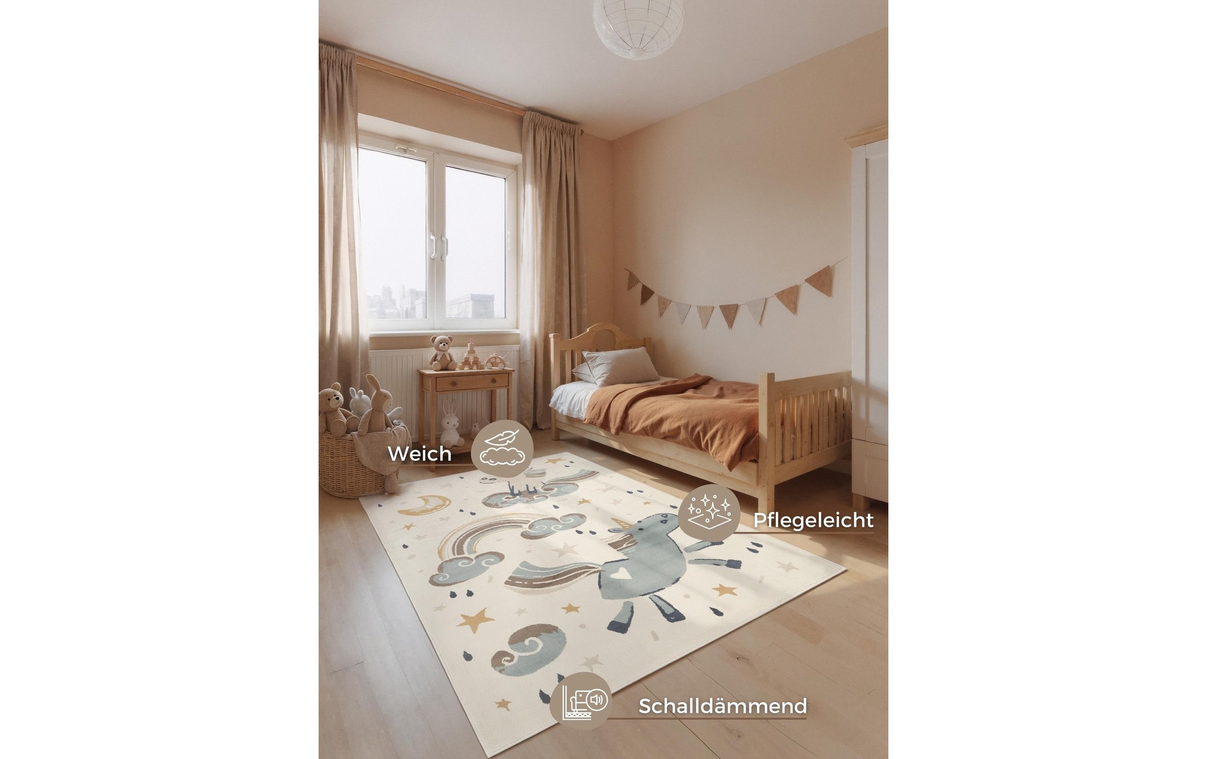 HANSE Home Kinderteppich »Einhorn« rechteckig 10 mm Höhe Pflegeleicht, Weich, Kinderzimmer, Spielteppich, Spielunterlage