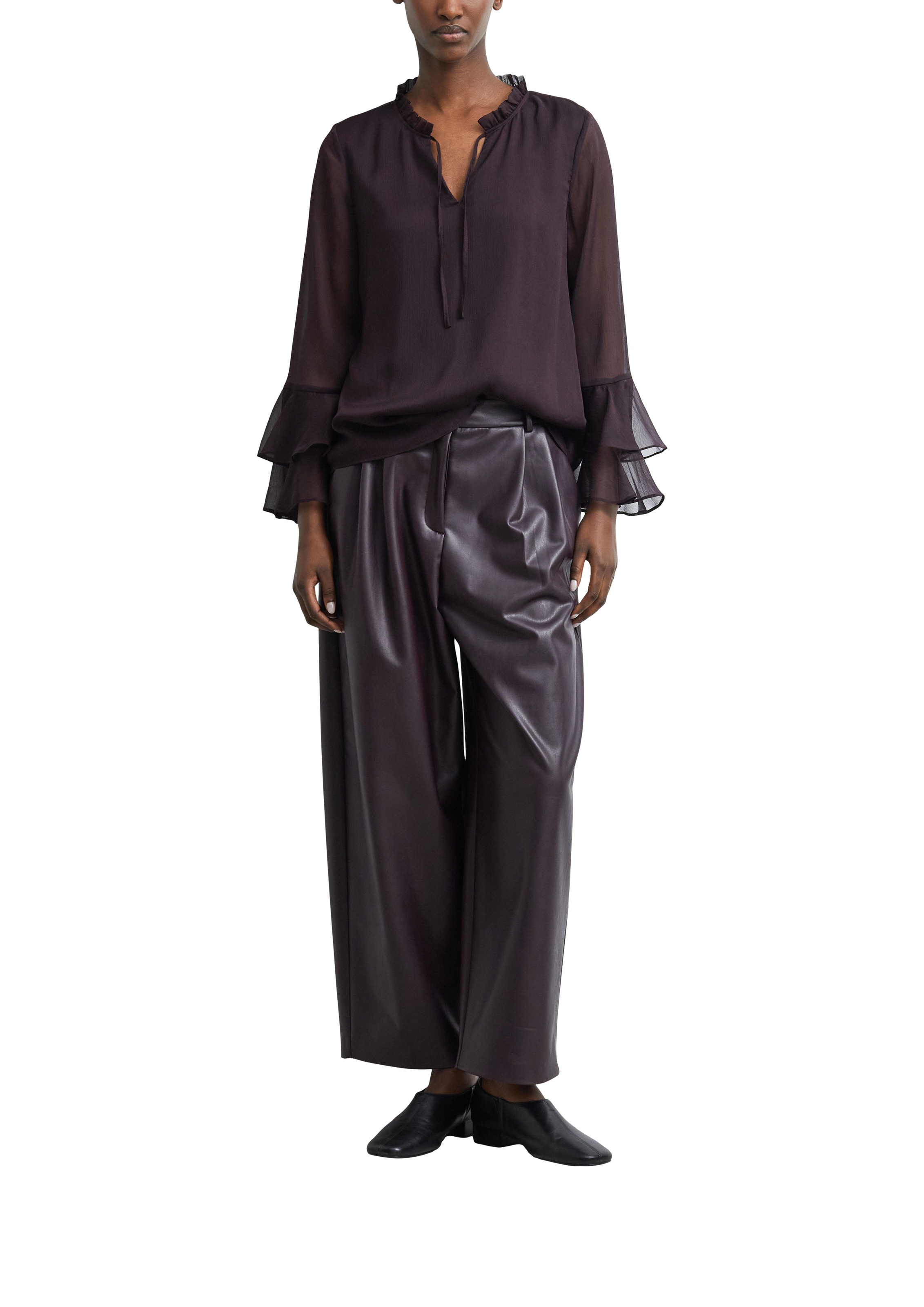 Comma Chiffonbluse mit Volant-Ärmeln im Layer-Look