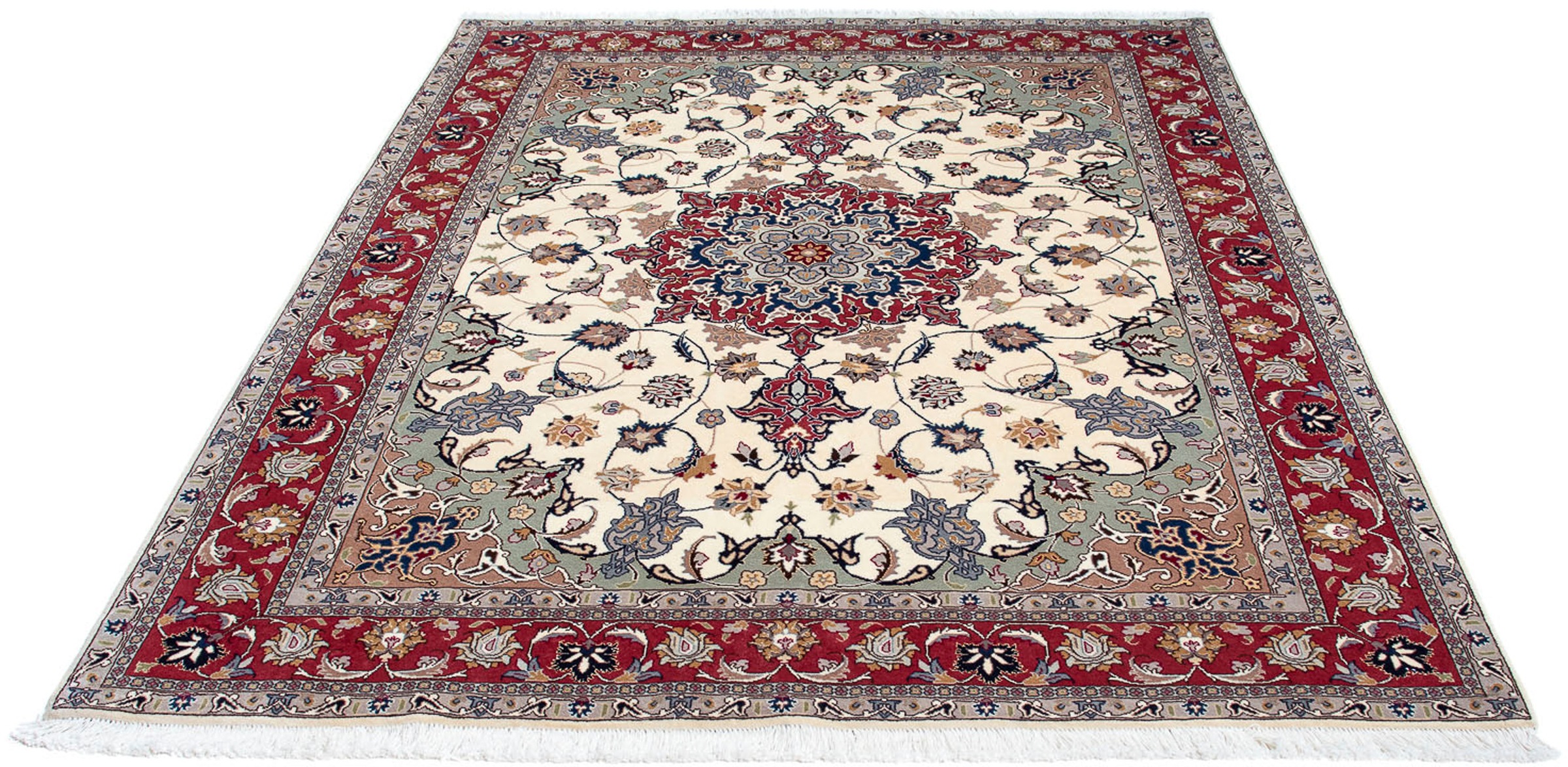 Image of morgenland Orientteppich »Perser - Täbriz - Royal - 206 x 154 cm - beige«, rechteckig, 7 mm Höhe, Wohnzimmer, Handgeknüpft, Einzelstück mit Zertifikat bei Ackermann Versand Schweiz