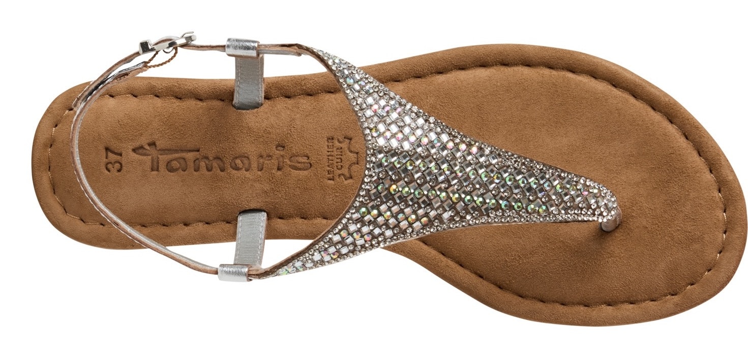 Tamaris Sandale à lanières  , Sandalette, Sommerschuh, Festtagsschuh, funkelnde Strasssteinchen