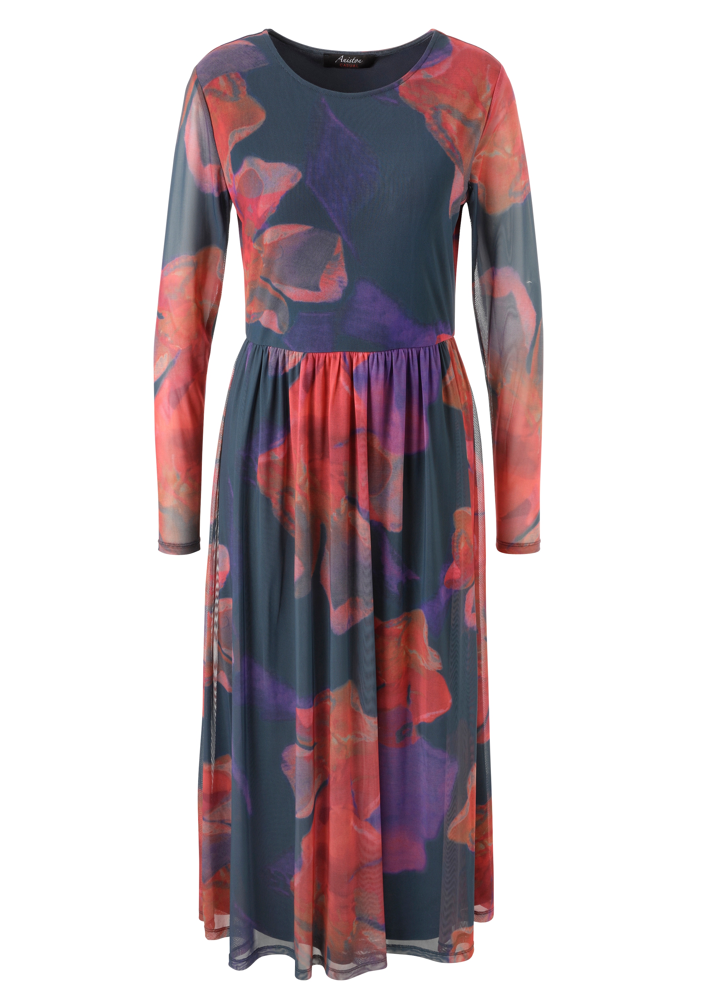 Aniston CASUAL Midikleid, mit grossflächigen Batik-Blüten bedruckt - NEUE KOLLEKTION