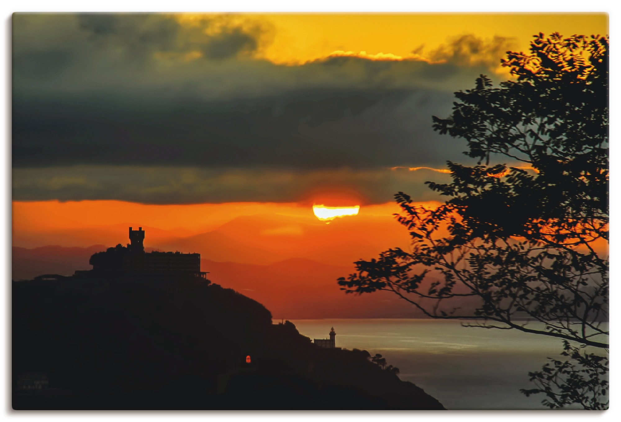 Image of Artland Leinwandbild "Sonnenuntergang San Sebastian Donostia" Sonnenaufgang & -untergang 1 Stk. tlg. auf Holzrahmen gespannt