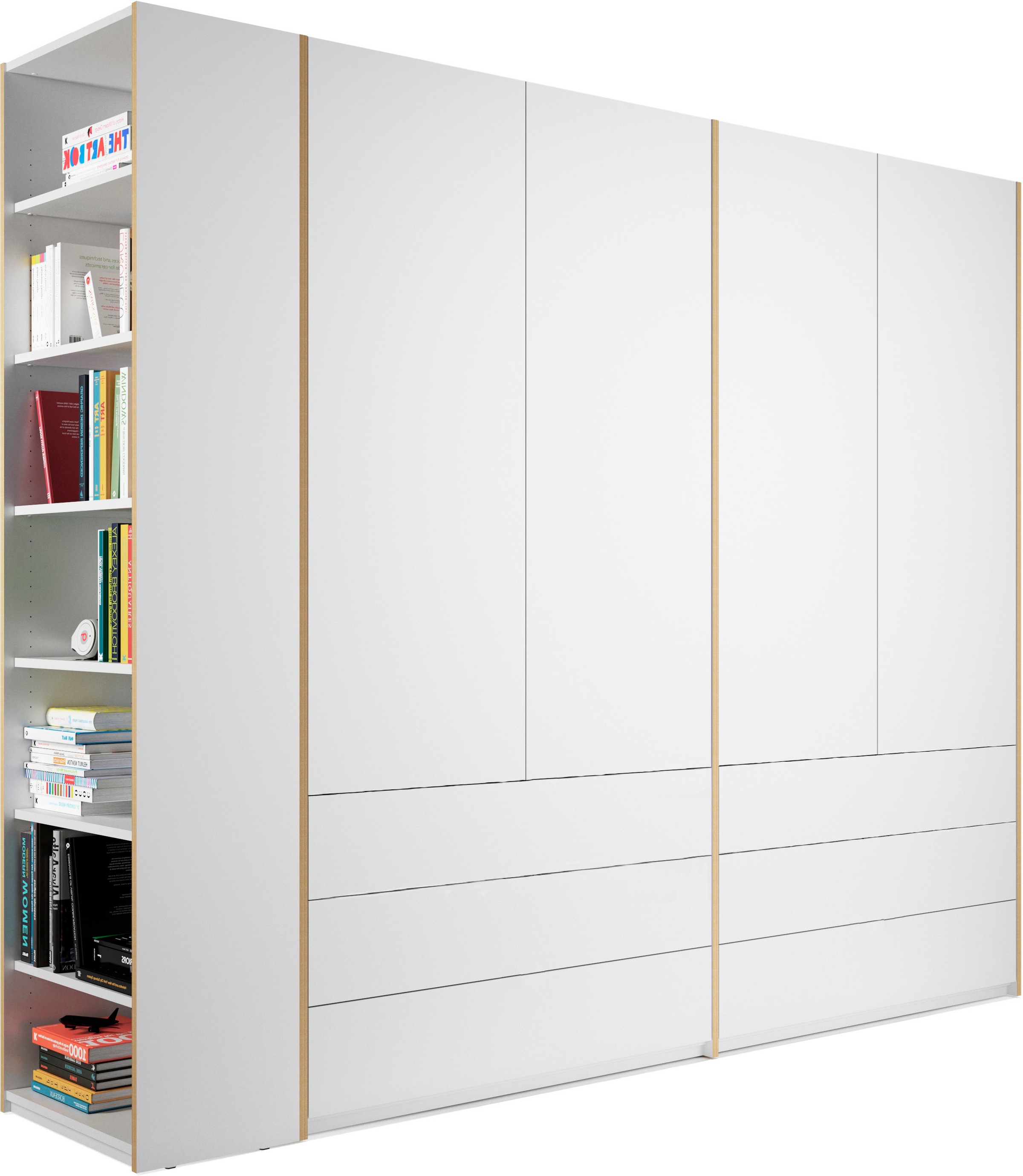 Müller SMALL LIVING Kleiderschrank »Modular Plus Variante 4«, 6 Schubladen, Anbauregal wahlweise links oder rechts montierbar