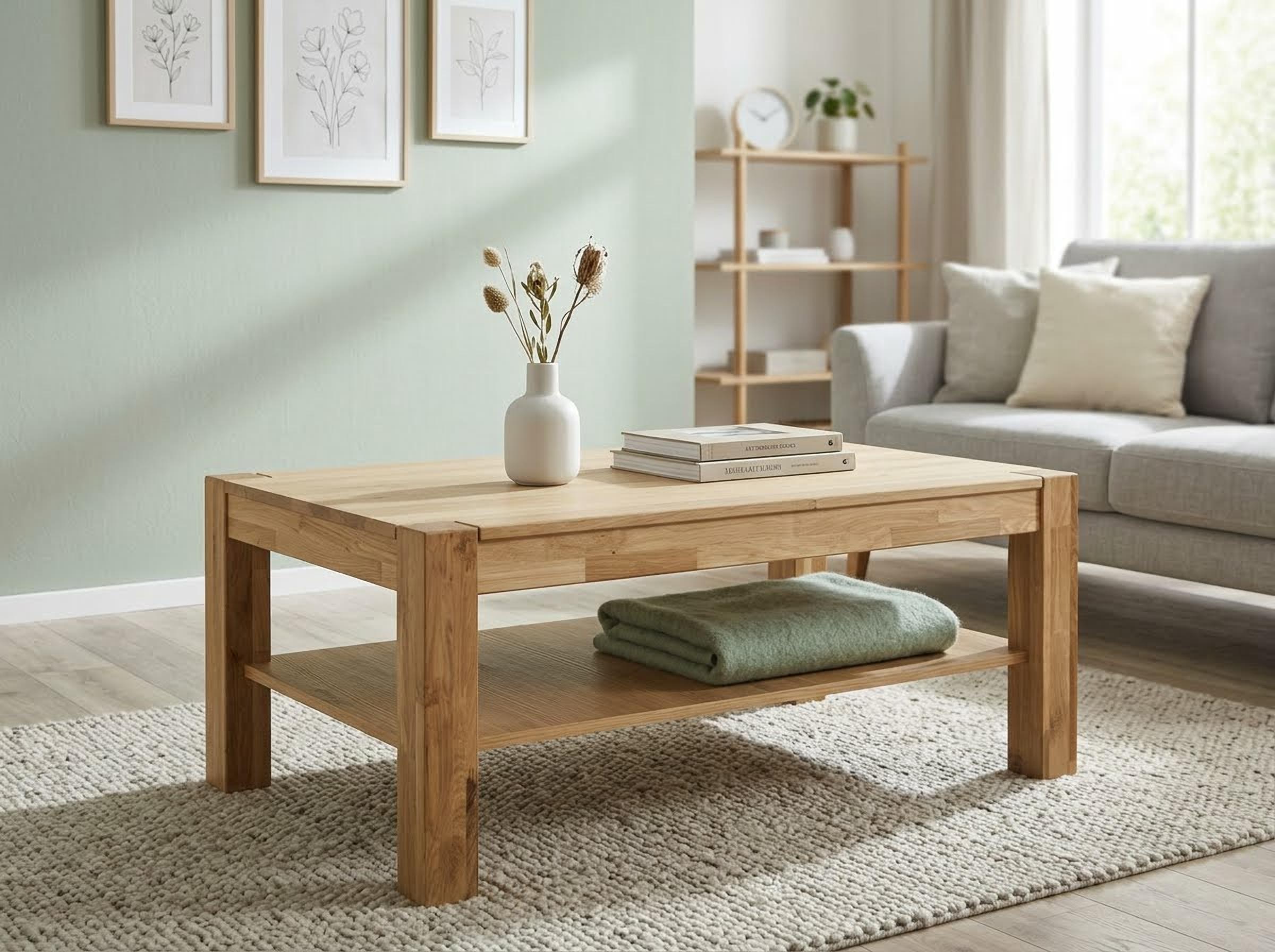 VOGL Möbelfabrik Couchtisch "Toronto" in 2 Größen, mit Ablageboden, teilmassiv, Höhe 46 cm, Made in Germany