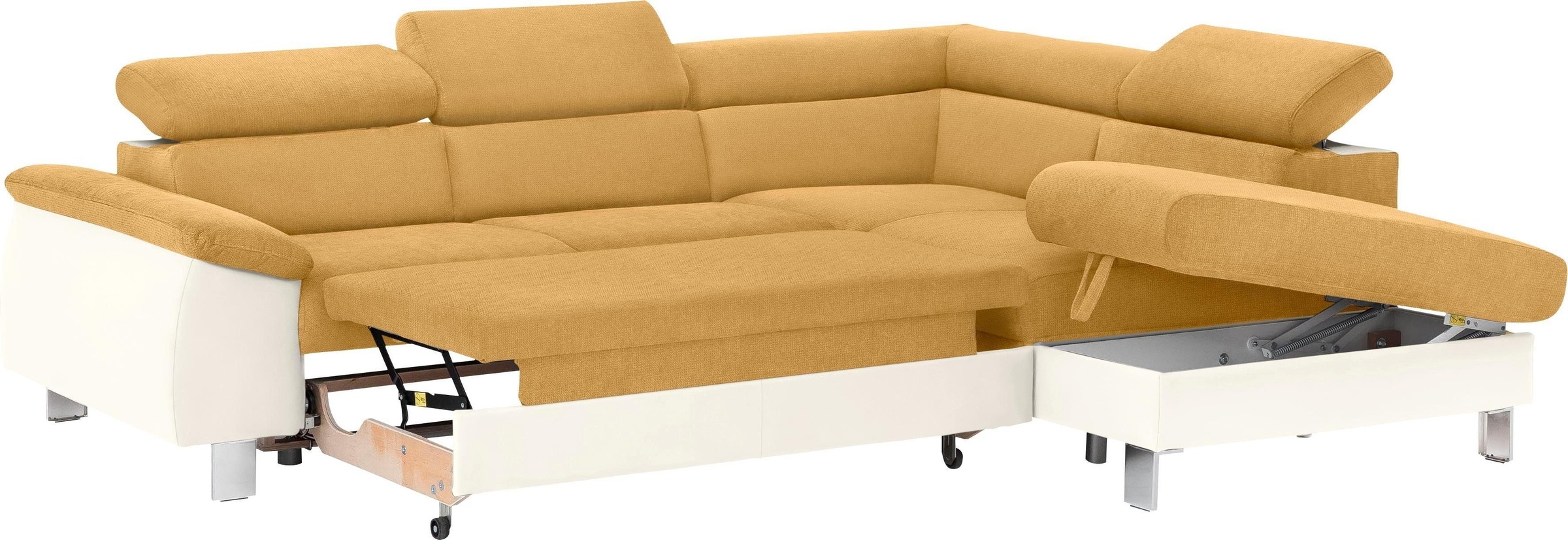 COTTA Polstergarnitur »Komaris L-Form«, (Set), Set bestehend aus: Ecksofa mit Kopfteilverstellung & Hocker
