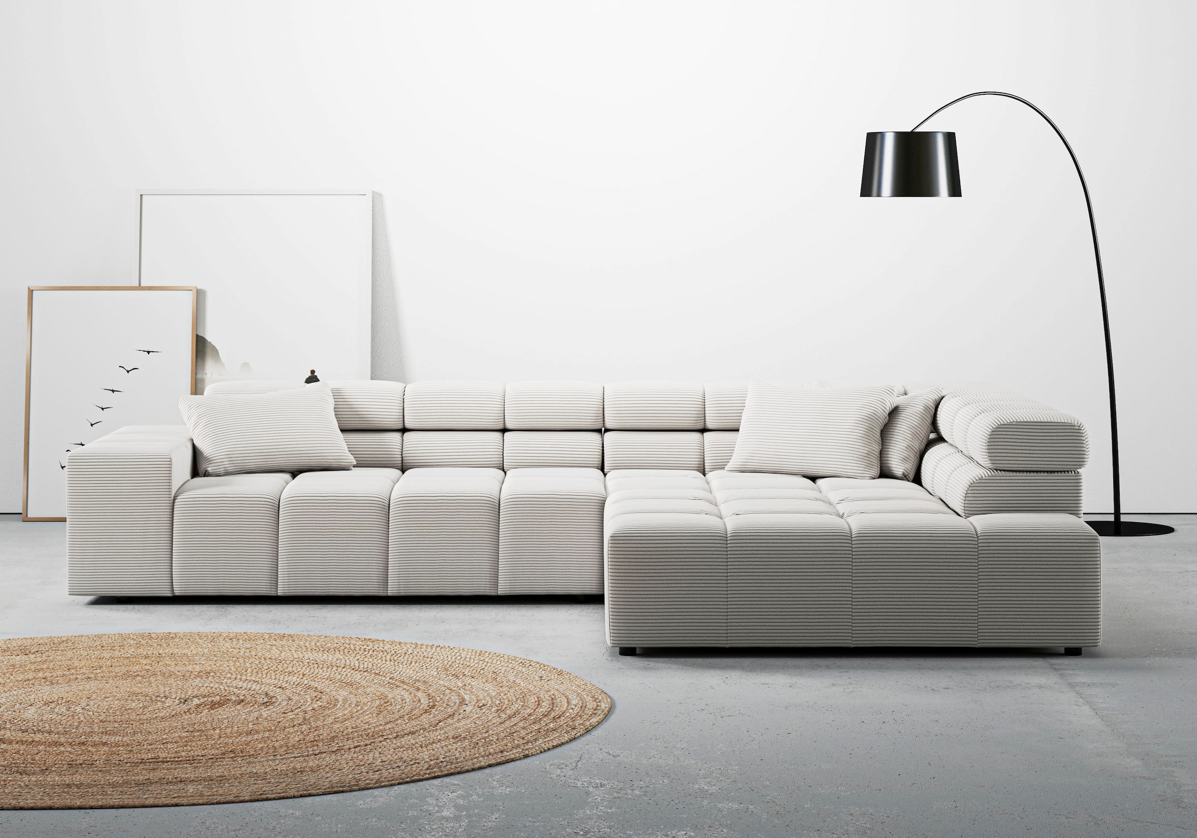 Home affaire Canapé d'angle »Ancona, Ecksofa,  incl. Kopfteilverstellung, Breite 319 cm, L-Form« réglage motorisé de la profondeur d’assise en option, aussi en velours côtelé + Easy Care