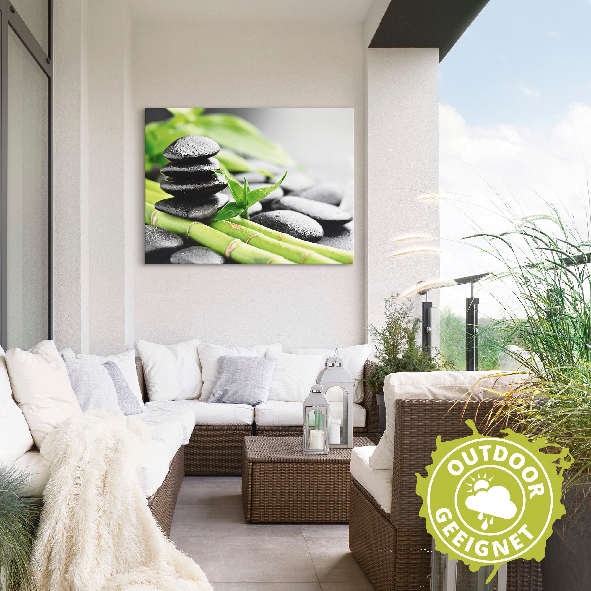 Artland Wandbild »Wachstum - Lavasteine Bambus«, Zen, (1 St.), als Alubild, Outdoorbild, Leinwandbild, Poster, Wandaufkleber
