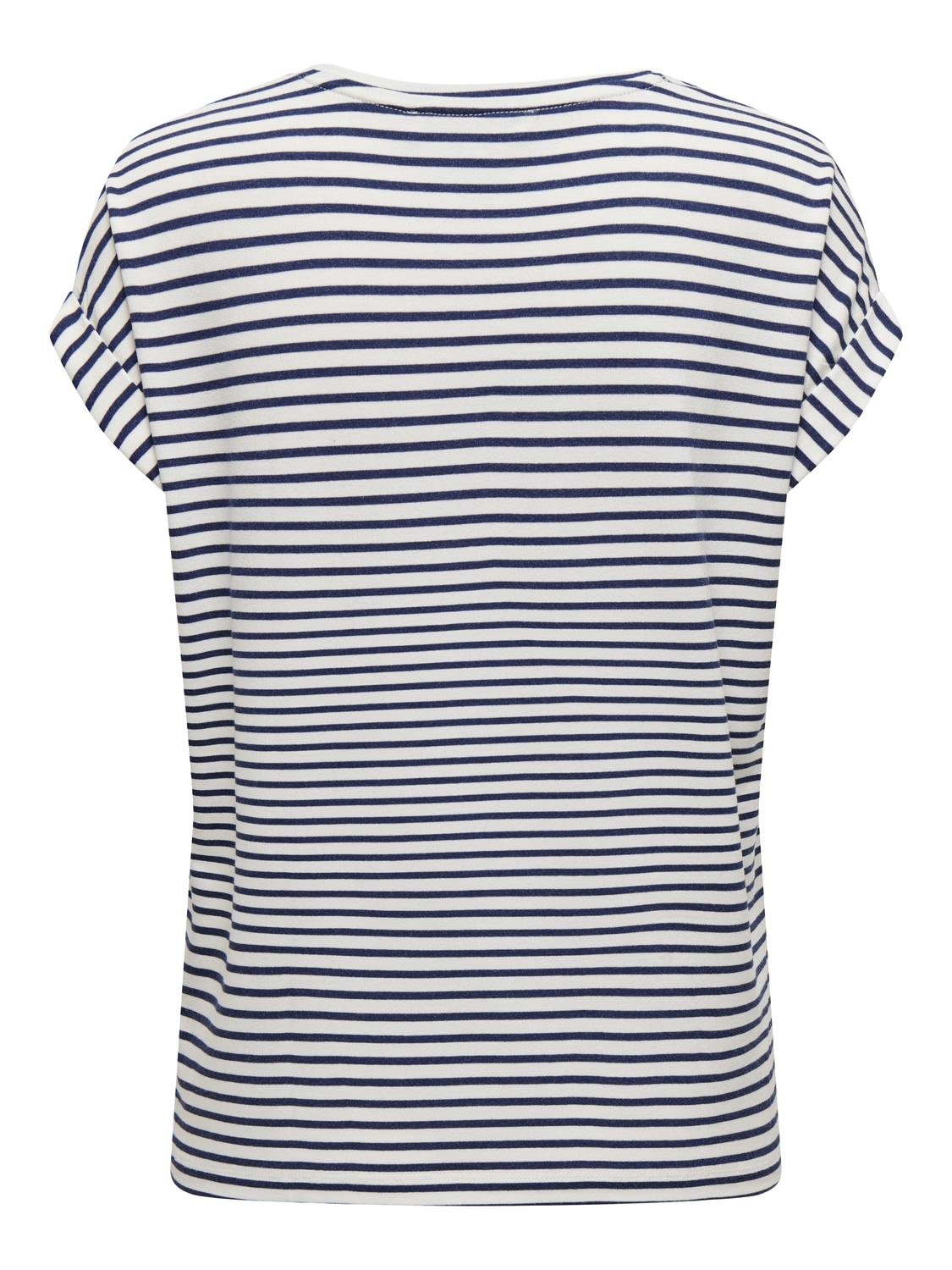ONLY T-Shirt »ONLMOSTER STRIPE S/S O-NECK TOP JRS NOOS«, mit Aufschlag am Arm