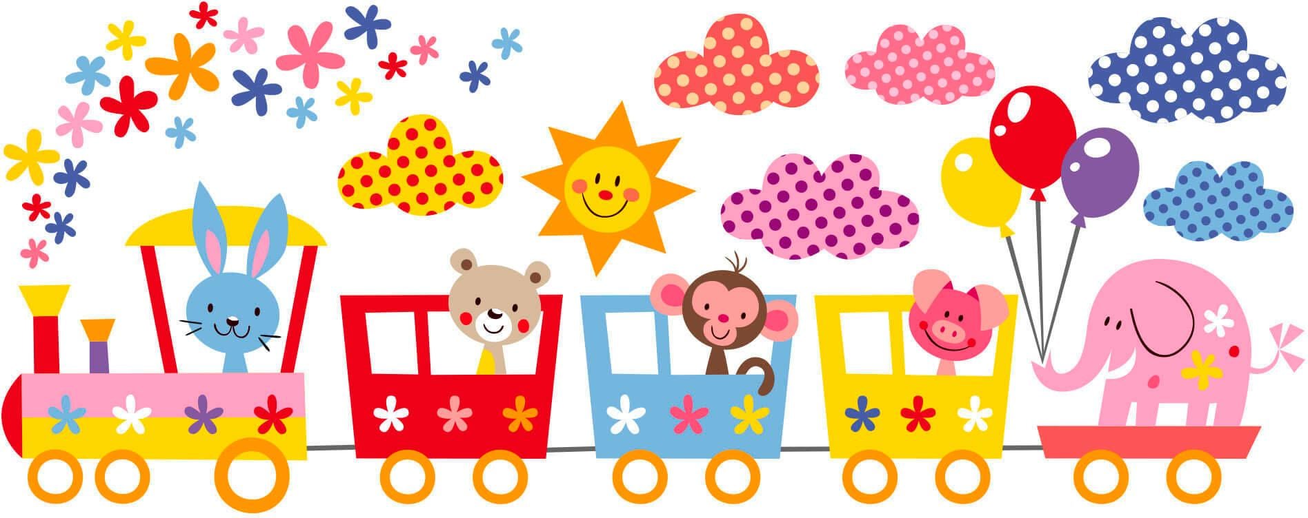 Wandtattoo »Baby Kinderzimmer Lustige Tiere im Zug«, selbstklebend, entfernbar