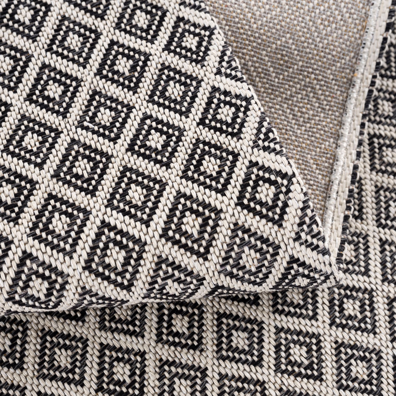 Carpet City Teppich »Cotton«, rechteckig, 5 mm Höhe, Flachgewebe, 100% Baumwolle, Rauten-Optik, Pflegeleicht