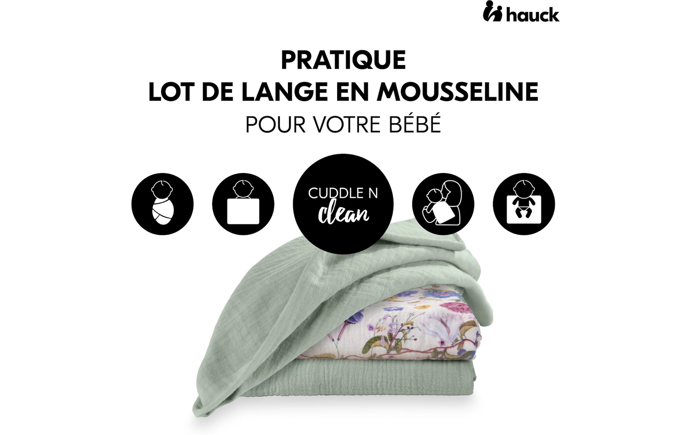 Hauck Doudou »Cuddle N Clean 3Set Sage-Beige-Floral« 3 tlg.