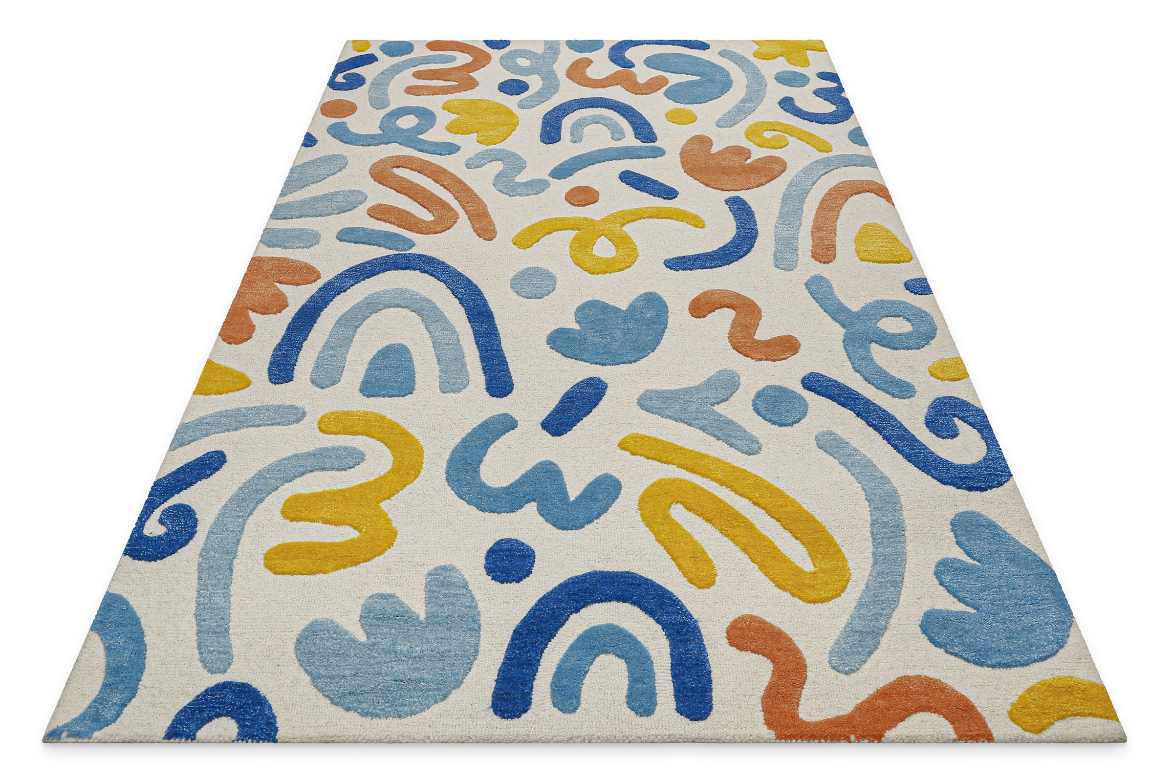 SMART KIDS Tapis pour enfants »Scribble« Rectangulaire 16 mm Höhe Kinderteppich, Hoch-Tief-Effekt, Schurwolle, handgetuftet, Spielzimmer
