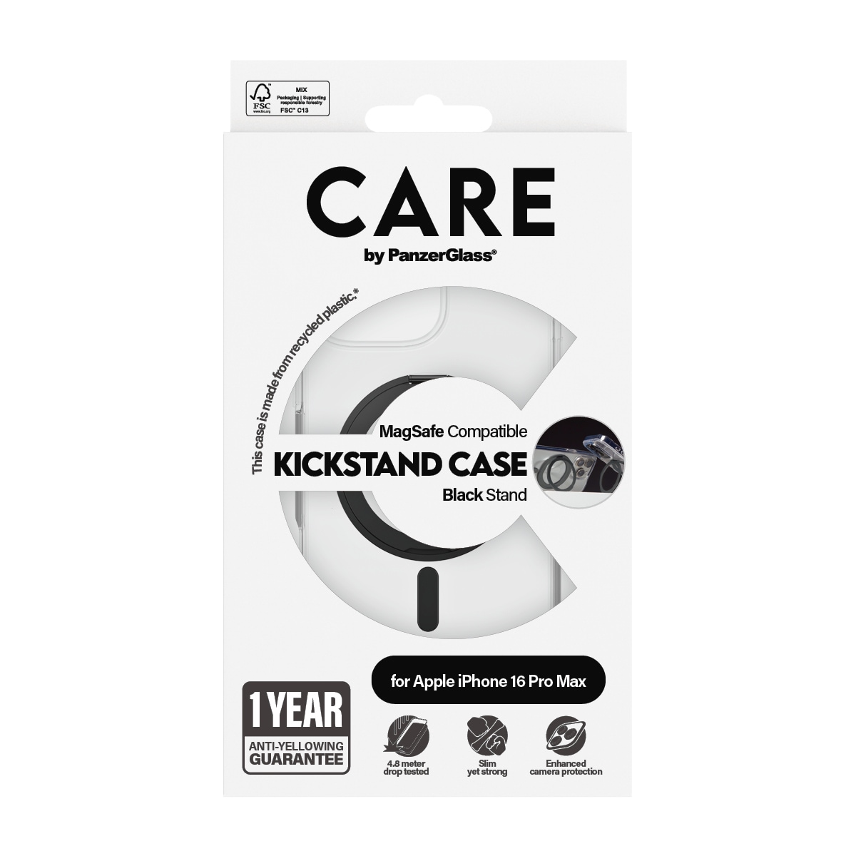 CARE by PanzerGlass Handyhülle »Kickstand Case für Apple iPhone 16 Pro Max« Backcover, Schutzhülle, Handyschutzhülle, Case, Schutzcase, stossfest