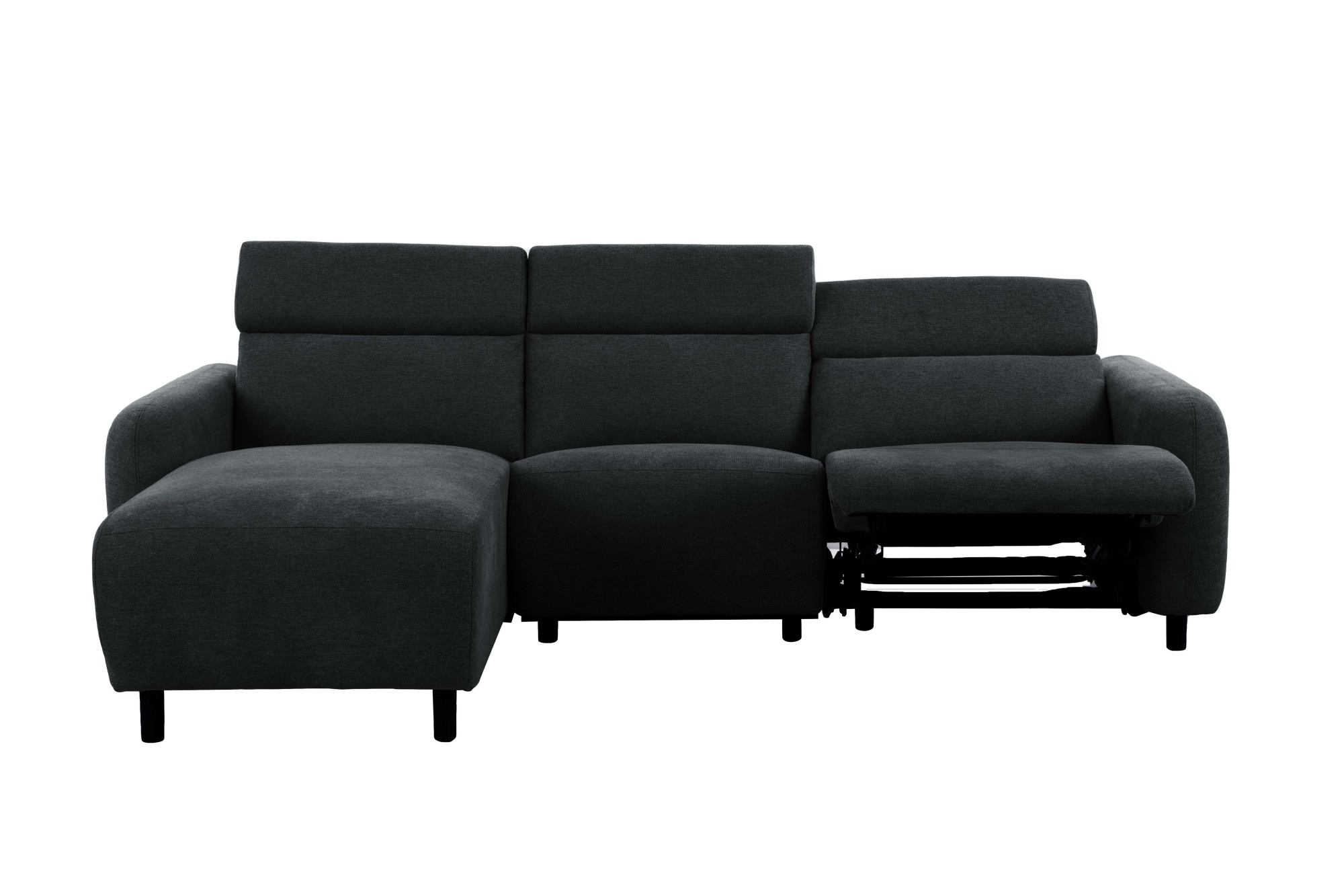 GOODproduct Canapé d'angle »SKAANE Struktur, L-Form, 274 cm, manuelle/elektrische Relaxfunktion,« rundes Design, Kopfteilverstellung, Federkernpolsterung