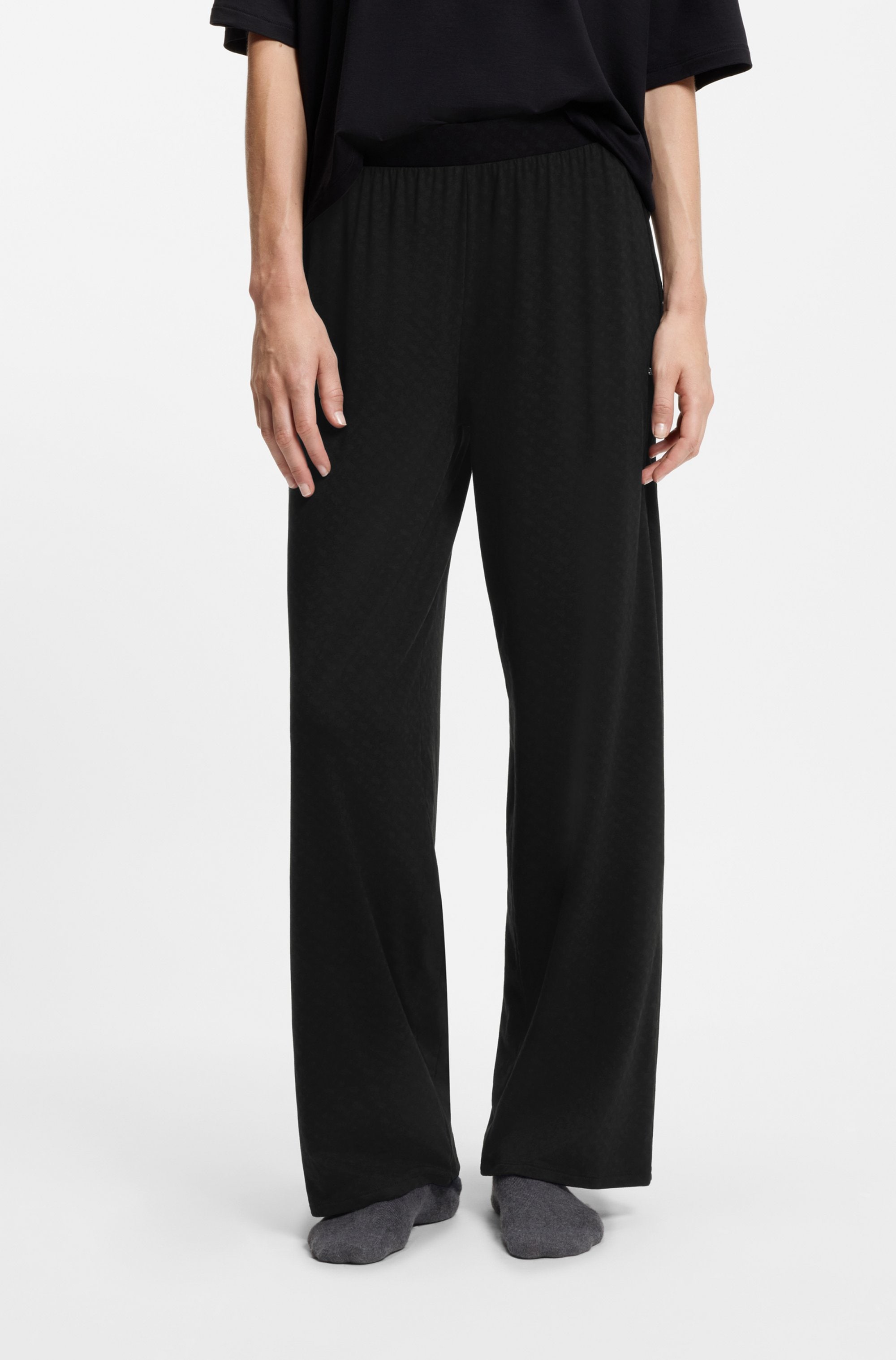 Image of BOSS Pyjamahose "Logo" mit Monogramm-Print und Logo-Applikation