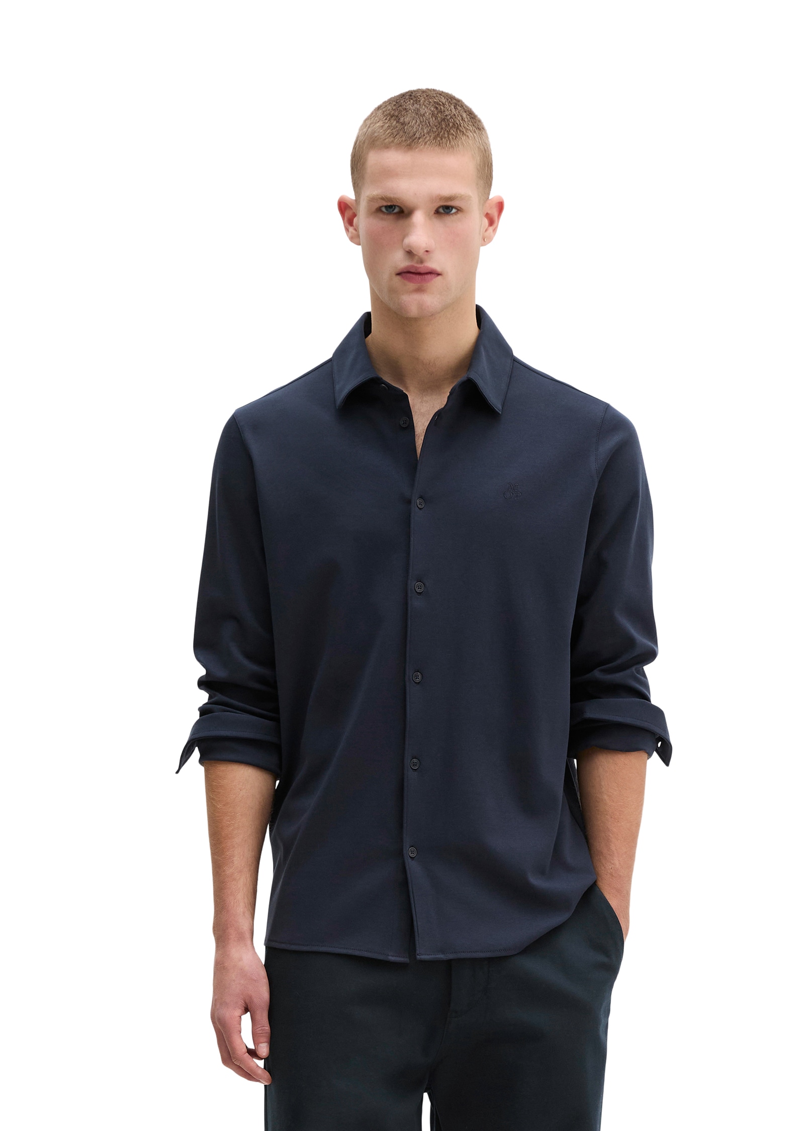 Image of Marc OPolo Langarm-Poloshirt regular fit aus weichem Bio-Baumwoll-Jersey
