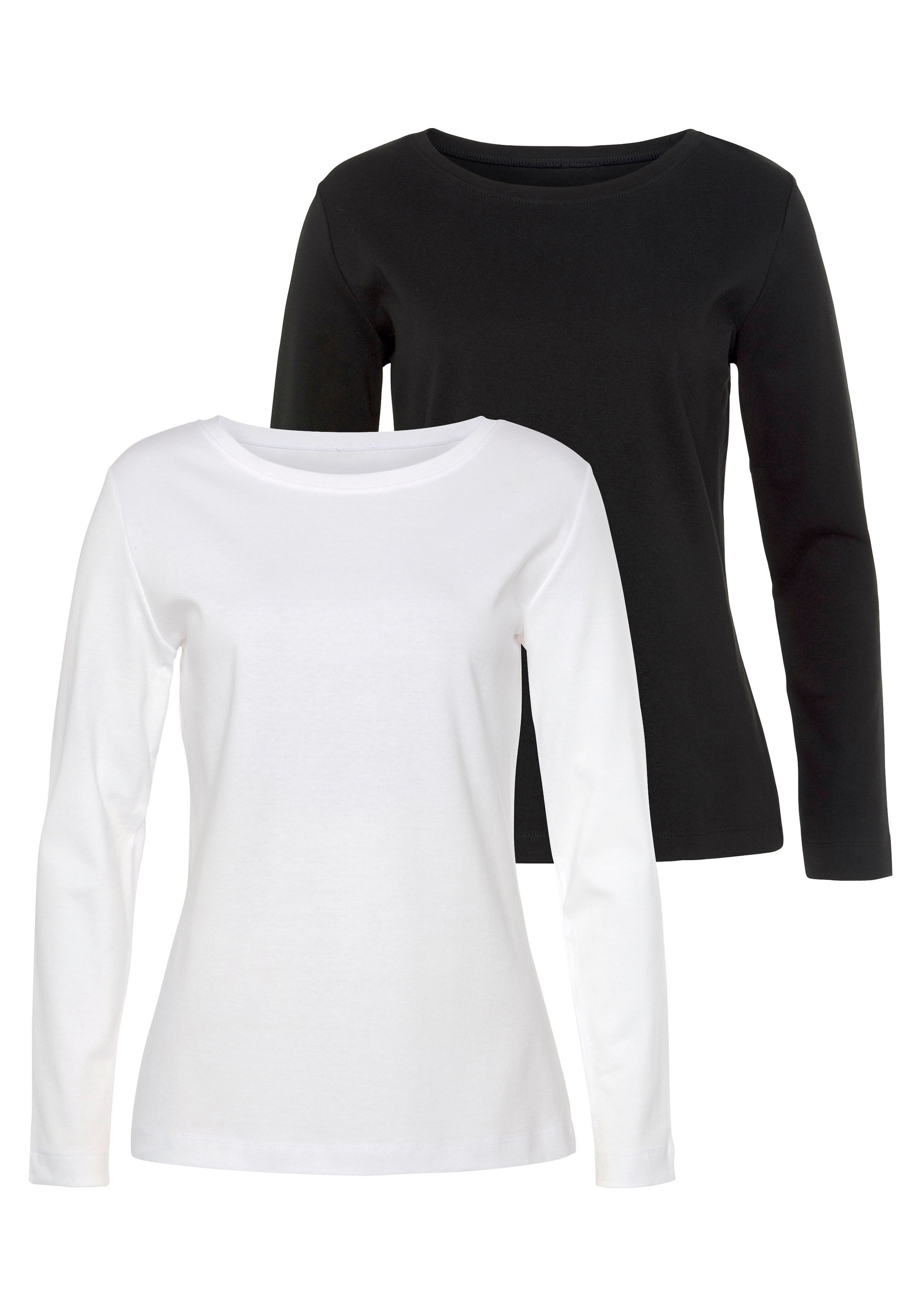 Image of Vivance Langarmshirt "aus reiner Baumwolle" 2er-Pack, weicher Interlock Jersey aus reiner Baumwolle