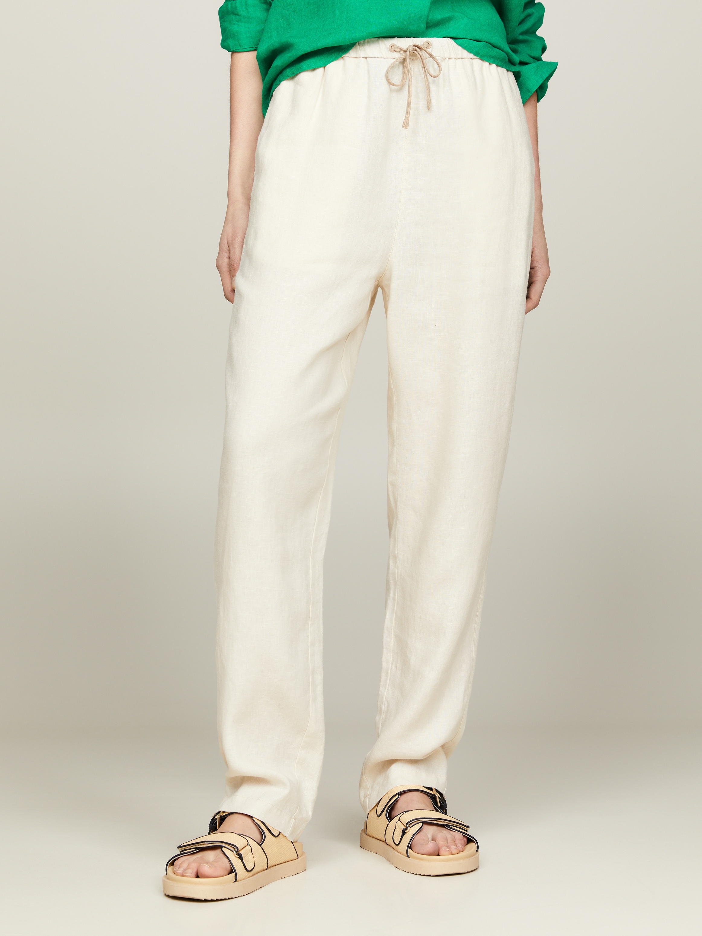 Tommy Hilfiger Leinenhose »CASUAL LINEN TAPER PULL ON PANT«, mit Metalllabel-Tommy Hilfiger 1