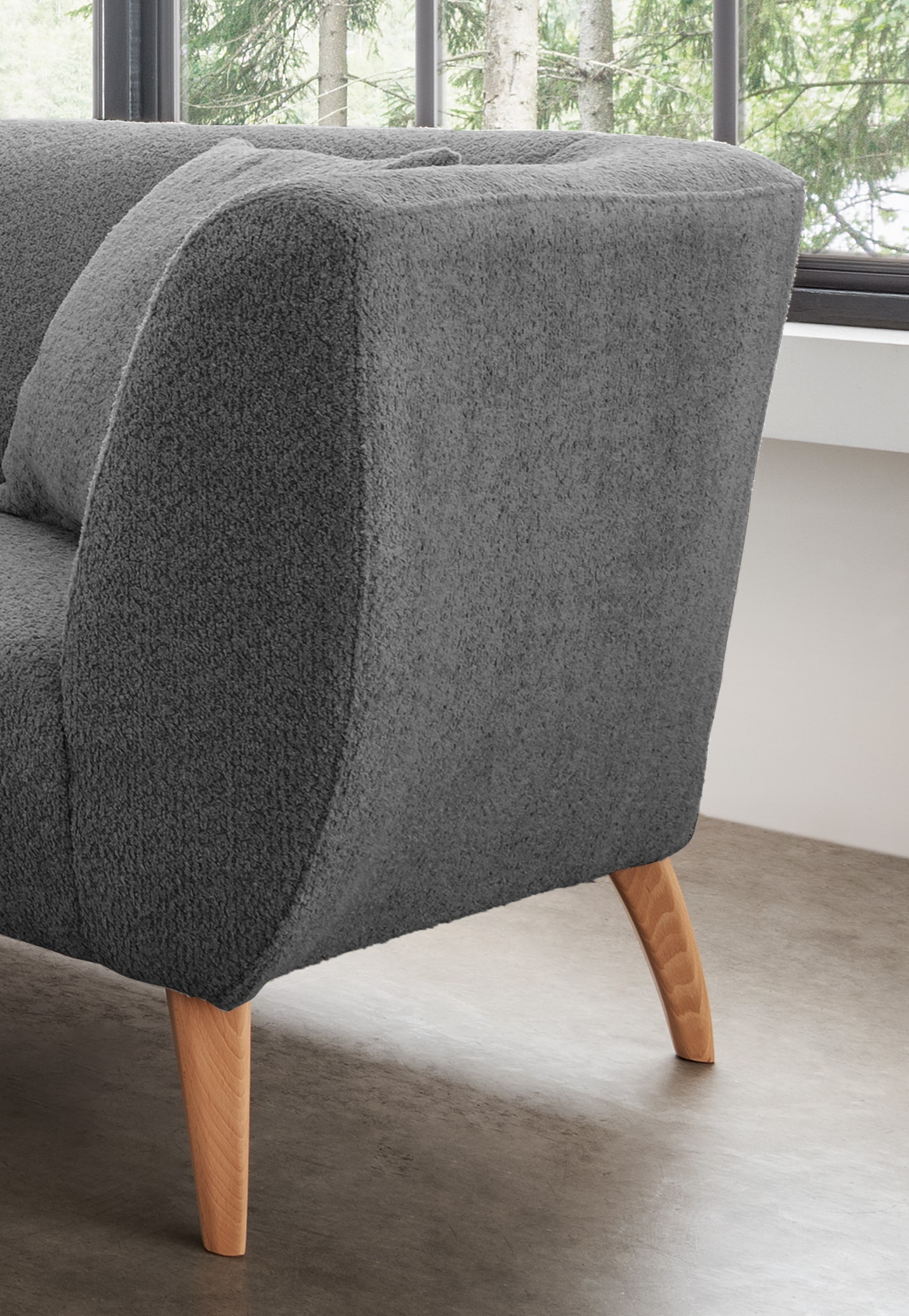 Home affaire Ecksofa »Lazio modern und bequem, schmale Armlehnen, tolle Detailverarbeitung« zwei verschiedene Fussfarben wählbar