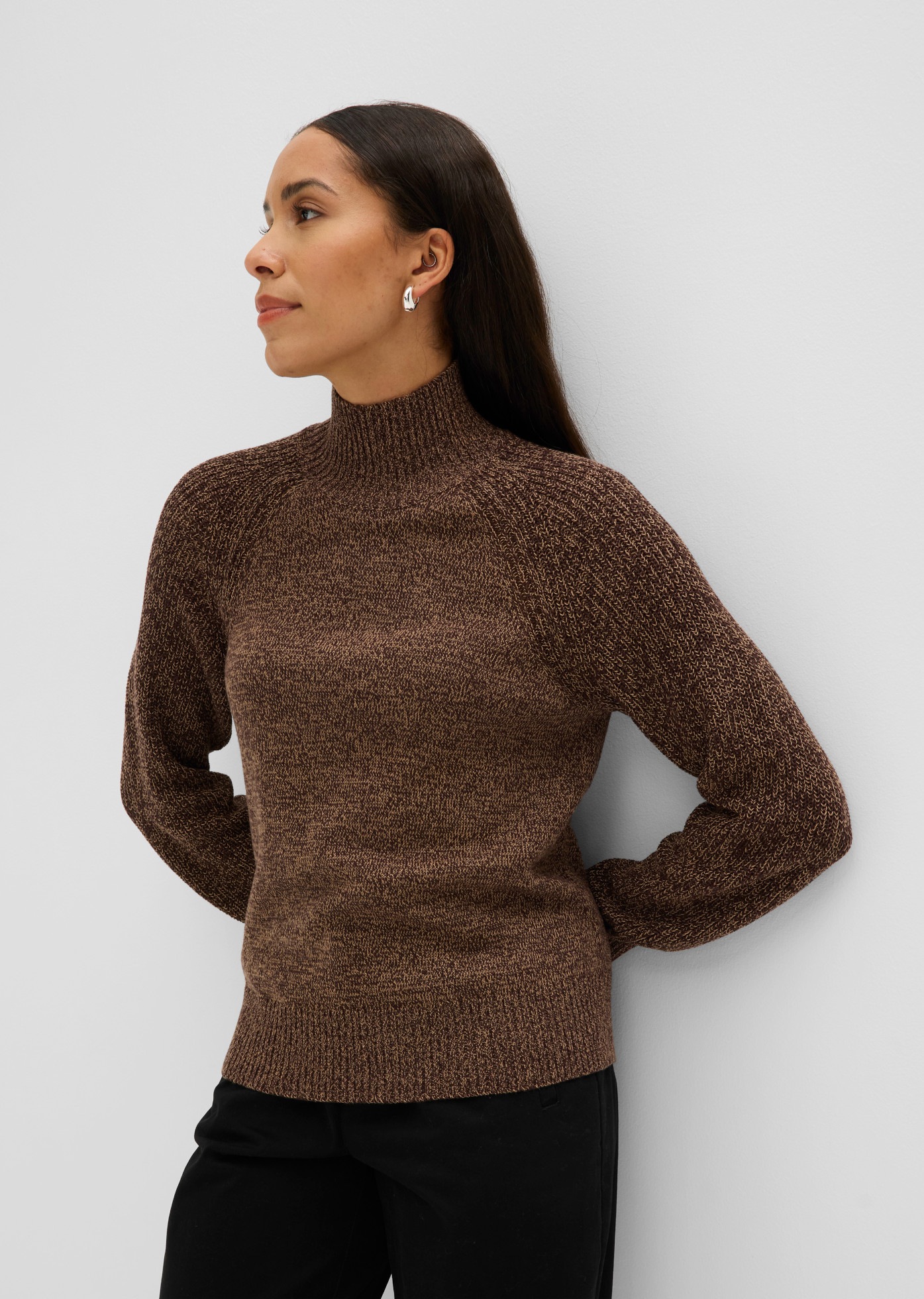Image of bonprix Strickpullover Loose Fit, aus Baumwolle und Polyacryl, mit Stehkragen