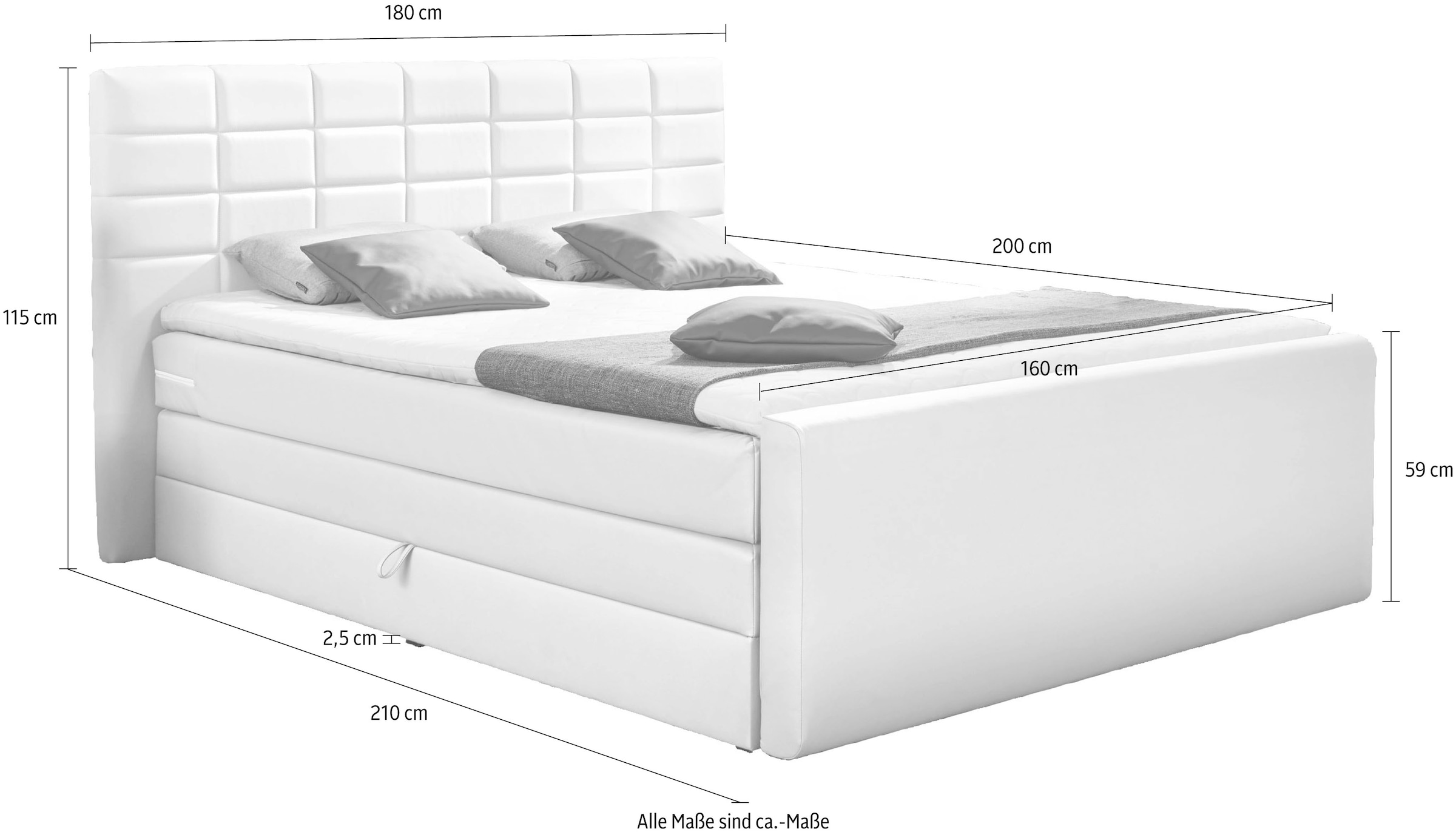 INOSIGN Boxspringbett »Lethbridge«, inkl. Bettkasten und Topper, zwei Matratzenarten in H2