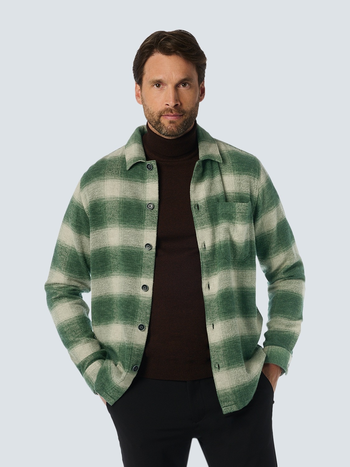 Image of NO EXCESS Langarmshirt Overshirt im Karo-Design