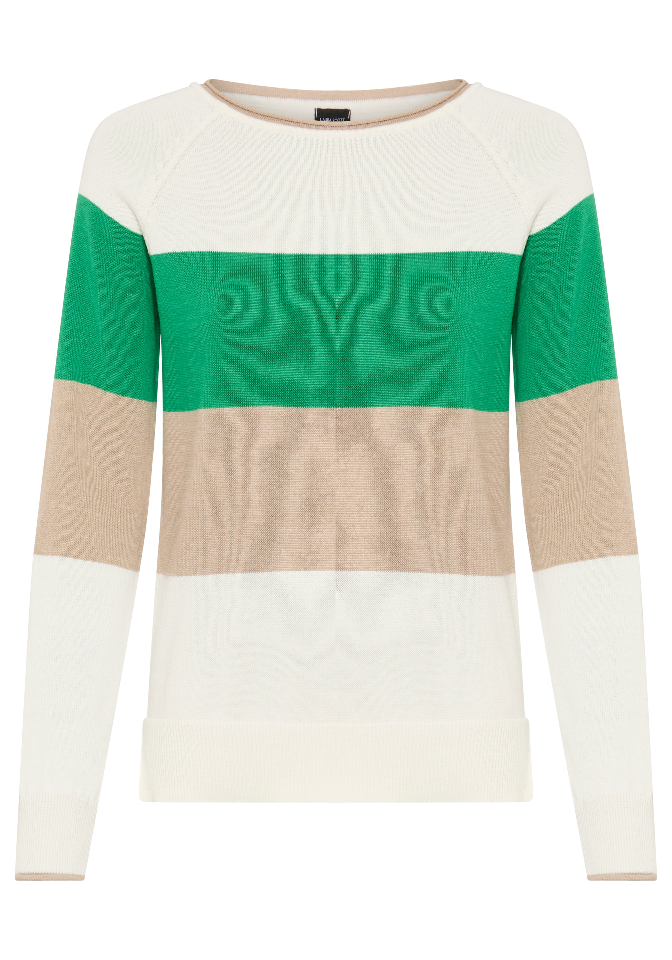 Laura Scott Pull à col rond leichter Übergangspullover mit modernen Streifen