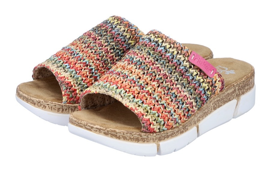 Rieker Pantolette, Keilabsatz, Sommerschuh, Schlappen im Sommerlook