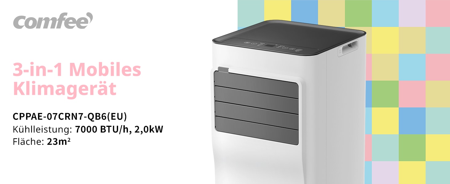 comfee Climatiseur 3 en 1 »»Easy Cool 7000« starker Luftstrom, App und Sprachsteuerung möglich« für Räume bis zu 25 m², mit Temperatursensor