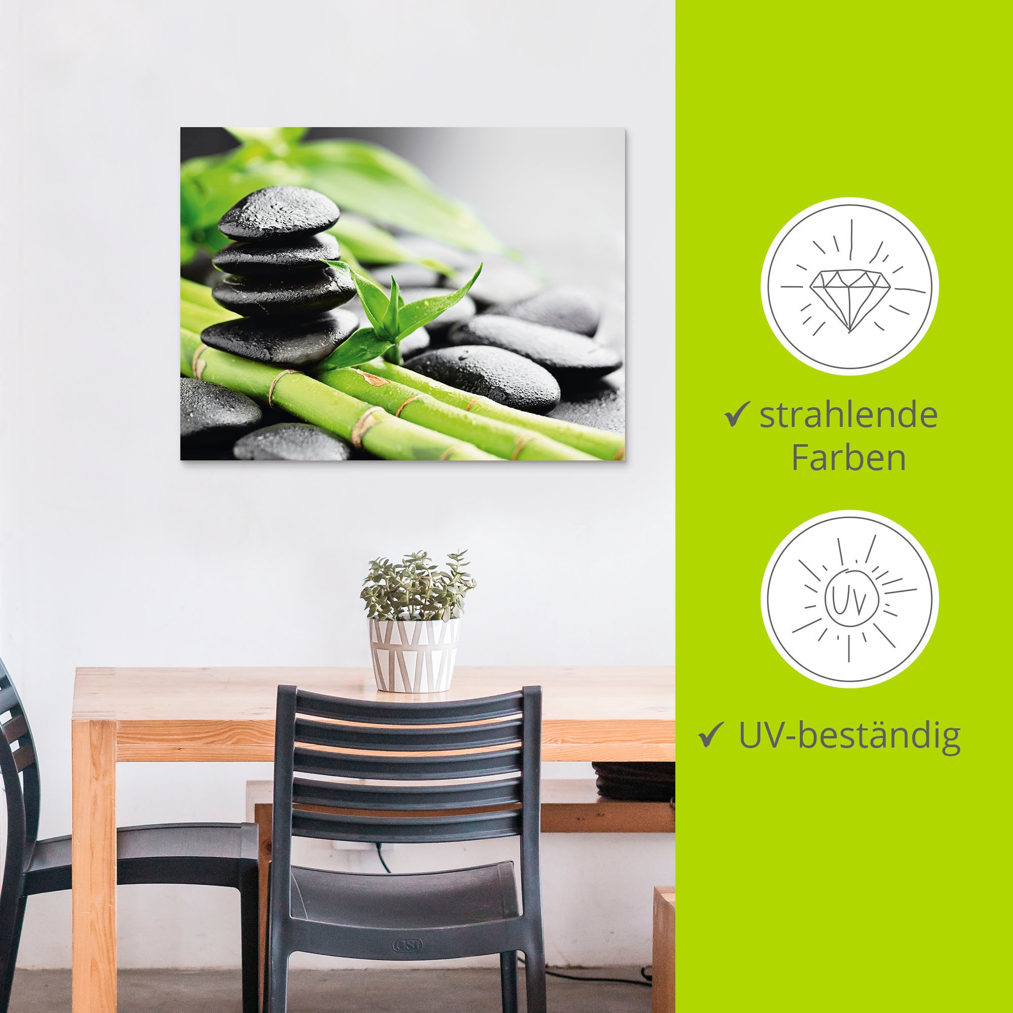 Artland Wandbild »Wachstum - Lavasteine Bambus«, Zen, (1 St.), als Alubild, Outdoorbild, Leinwandbild, Poster, Wandaufkleber