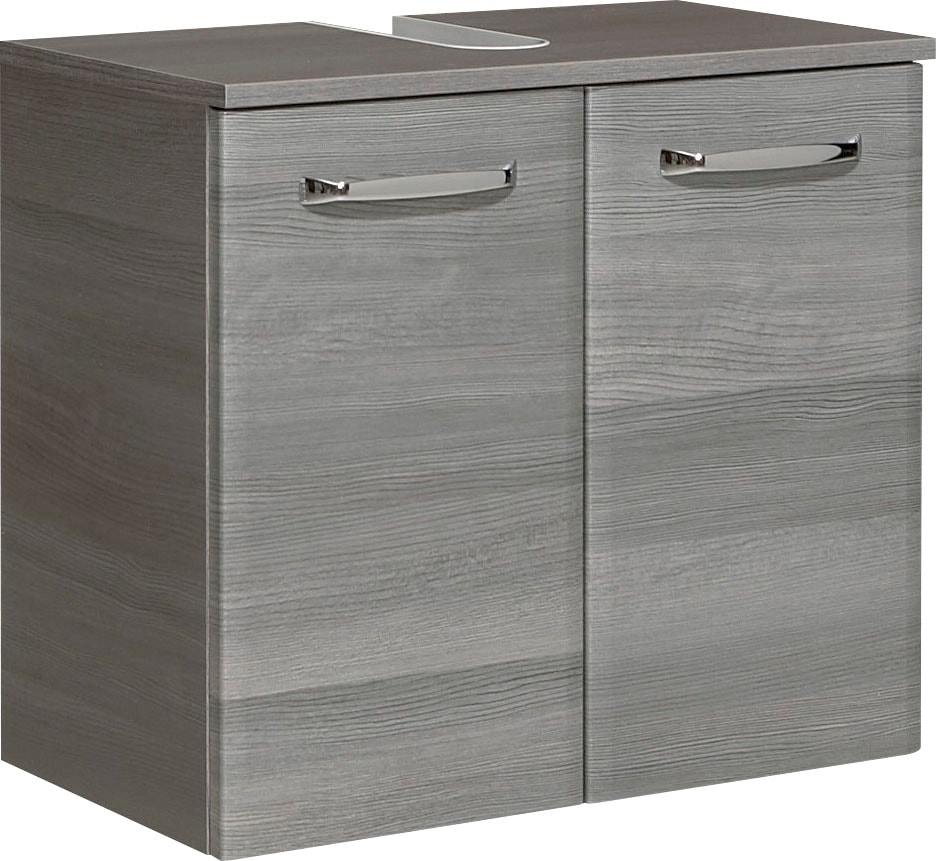 Image of Saphir Waschbeckenunterschrank "Quickset Unterbeckenschrank mit 2 Türen, Siphonausschnitt, 60 cm breit" Waschbeckenschrank inkl. Türdämpfer, Griffe in Chrom Glanz