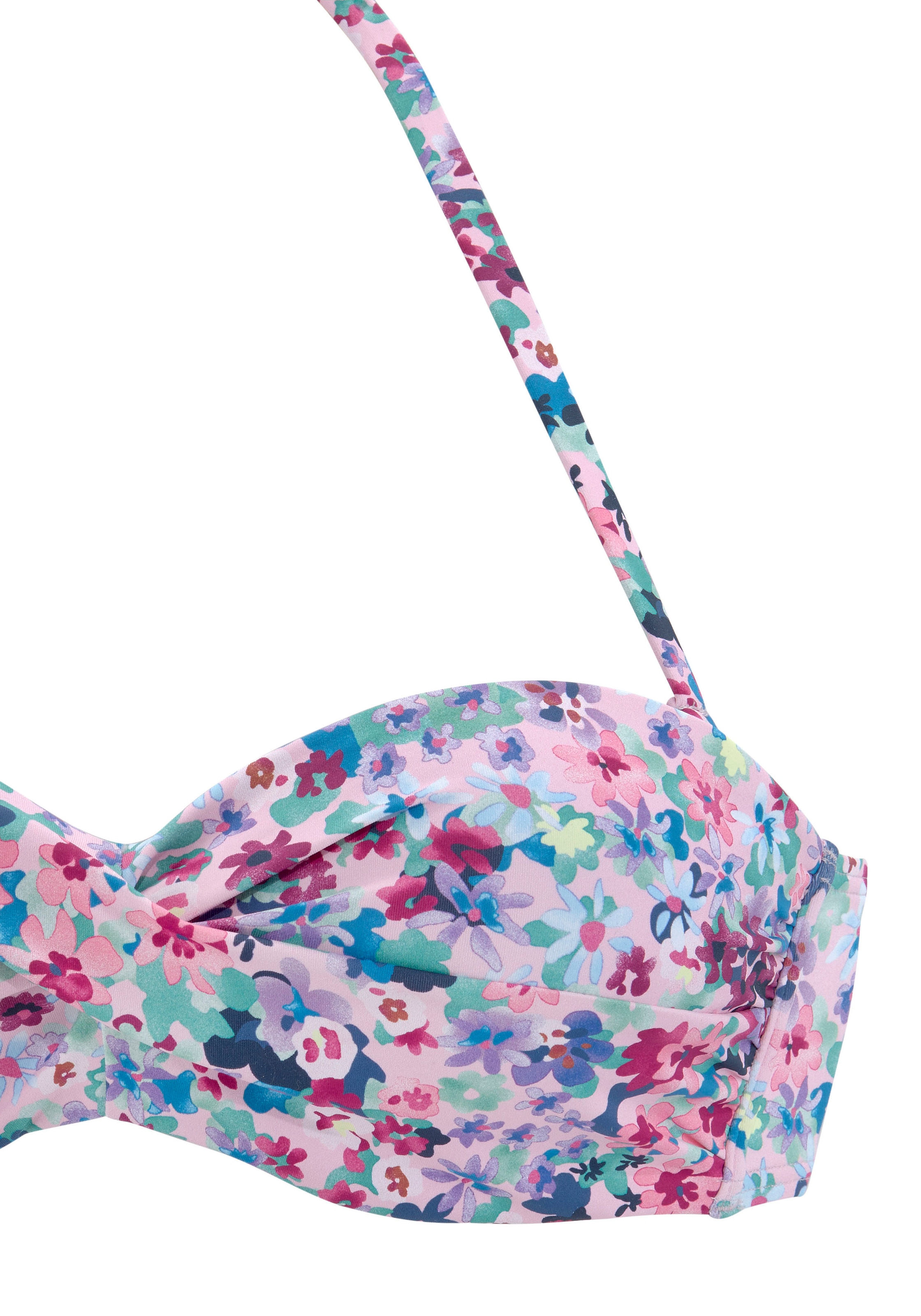 s.Oliver Bügel-Bandeau-Bikini-Top »Scatter«, florales Design, wattierte Cups, mit herausnehmbaren Kissen