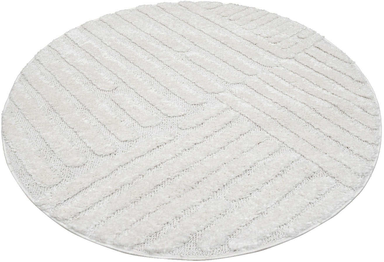 Carpet City Hochflor-Teppich »FOCUS749«, rund, 20 mm Höhe, Boho-Teppich, Hochtief-Muster/ 3D-Effekt, für Wohnzimmer, Schlafzimmer